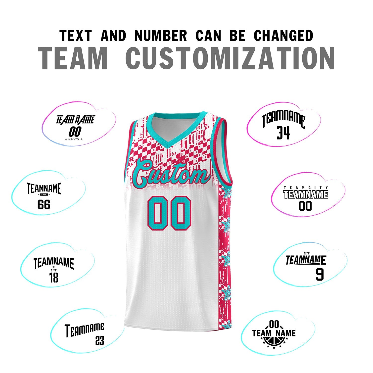 Custom White Mosaic Stars Pattern Sports Uniform Basketball Jersey