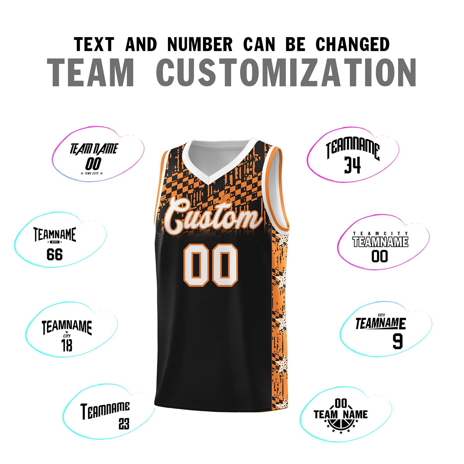 Custom Black Mosaic Stars Pattern Sports Uniform Basketball Jersey