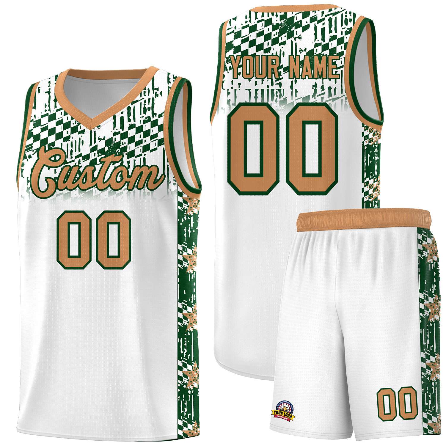 Custom White Mosaic Stars Pattern Sports Uniform Basketball Jersey