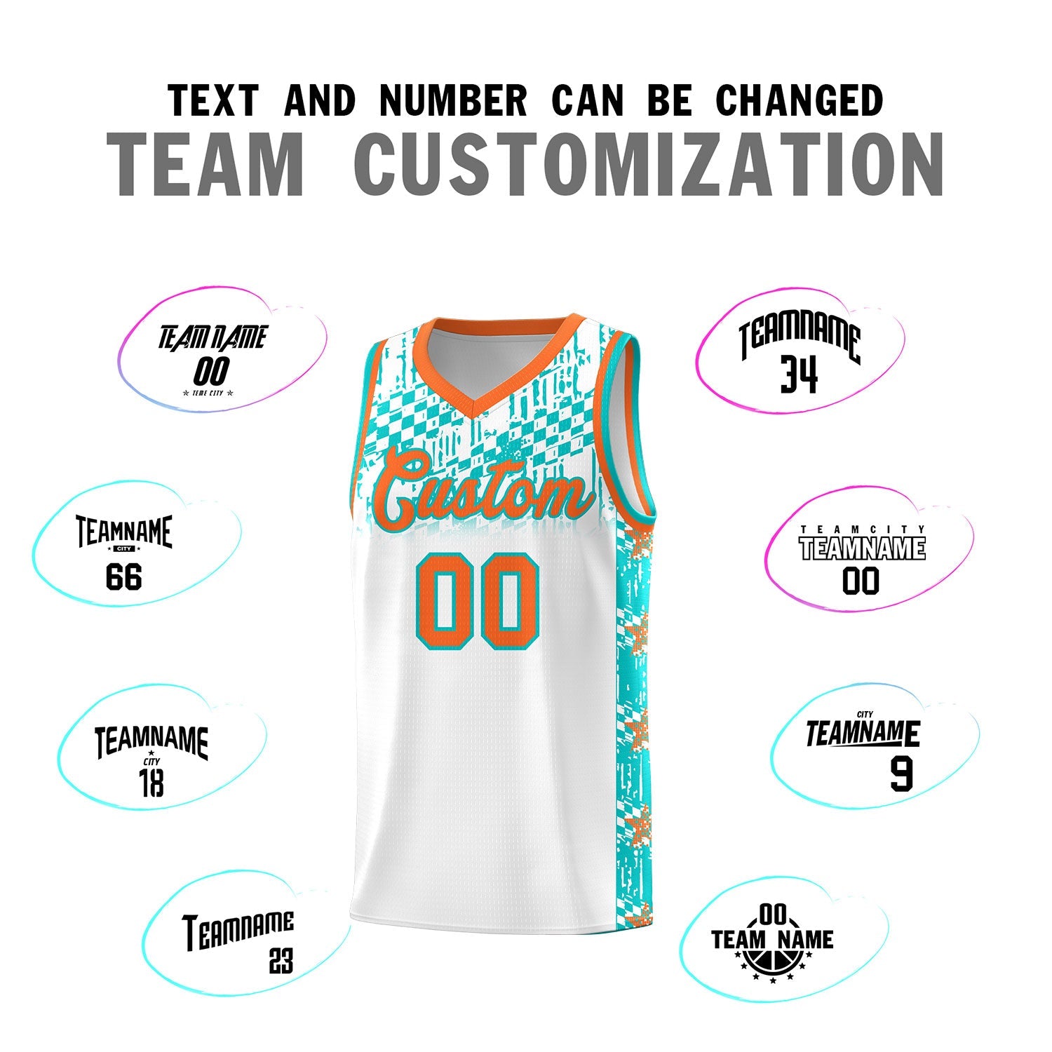 Custom White Mosaic Stars Pattern Sports Uniform Basketball Jersey