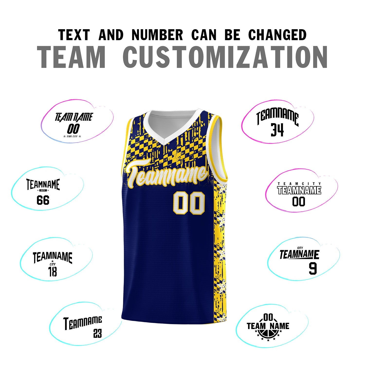 Custom Navy Mosaic Stars Pattern Sports Uniform Basketball Jersey