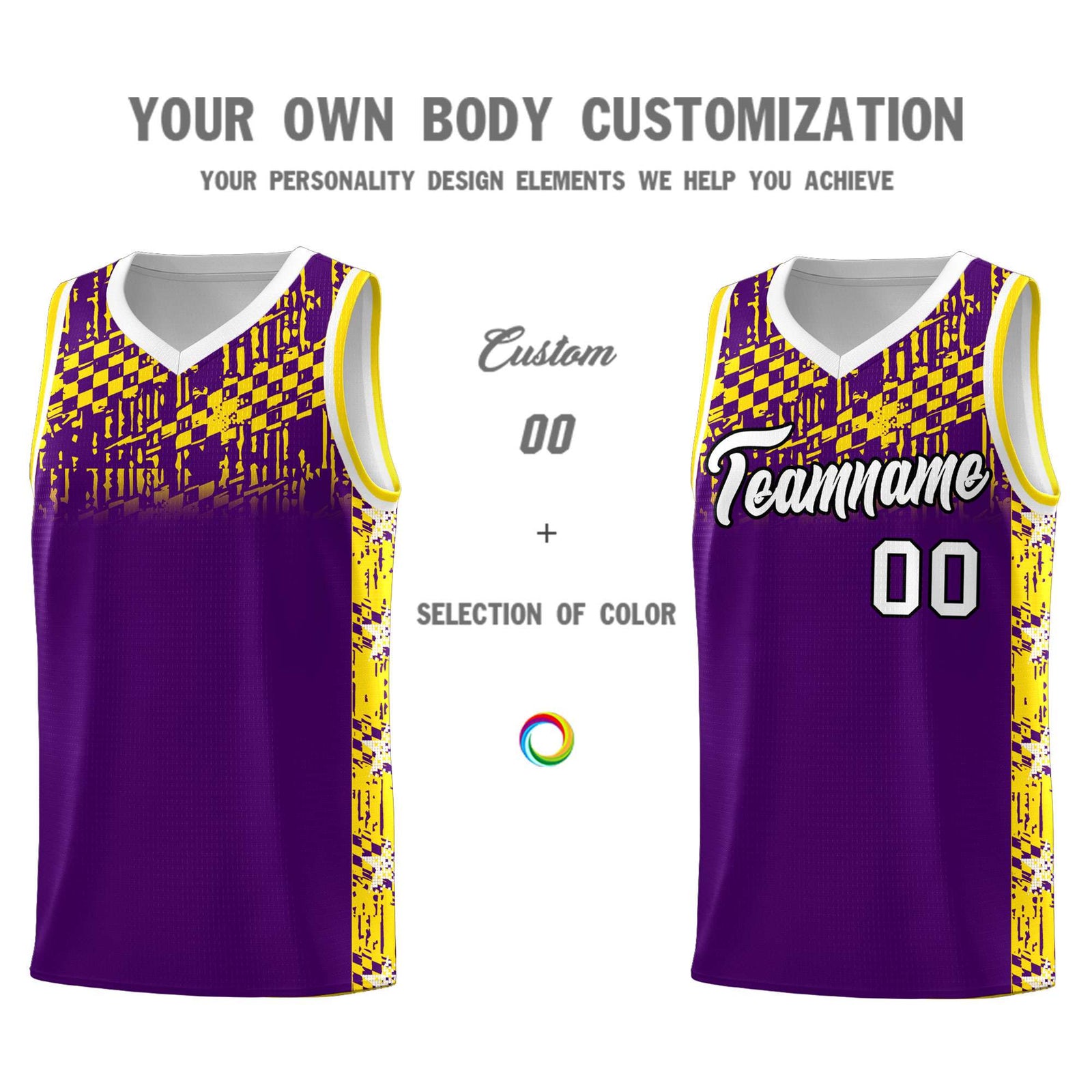 Custom Purple Mosaic Stars Pattern Sports Uniform Basketball Jersey