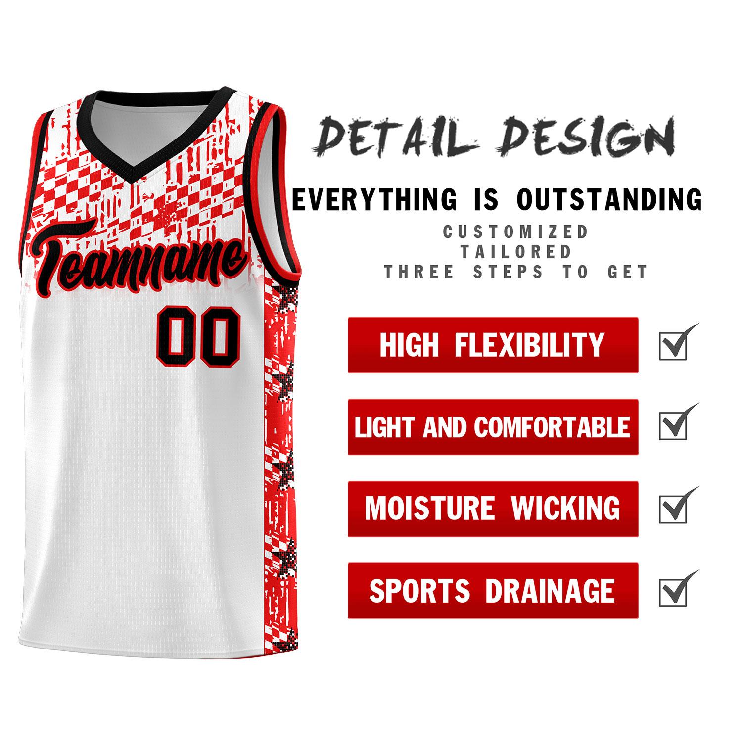 Custom White Mosaic Stars Pattern Sports Uniform Basketball Jersey