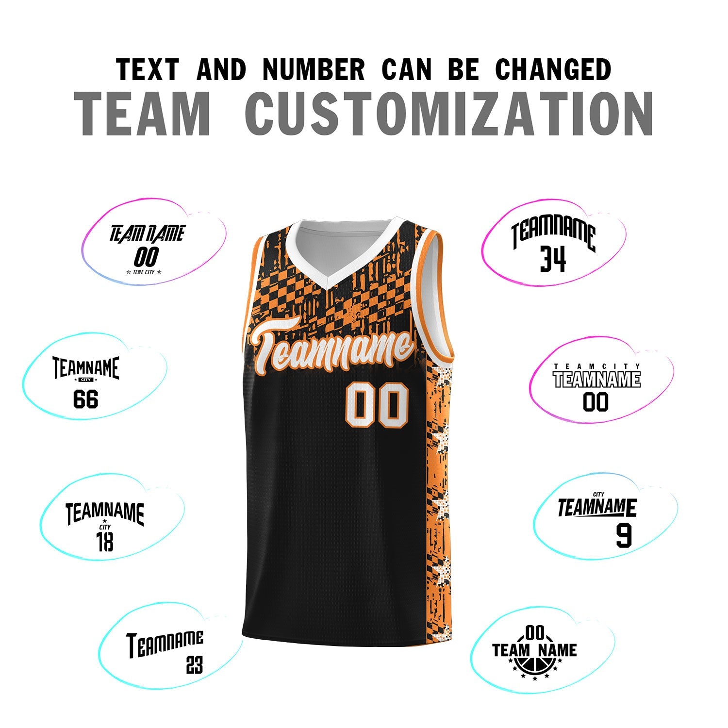Custom Black Mosaic Stars Pattern Sports Uniform Basketball Jersey