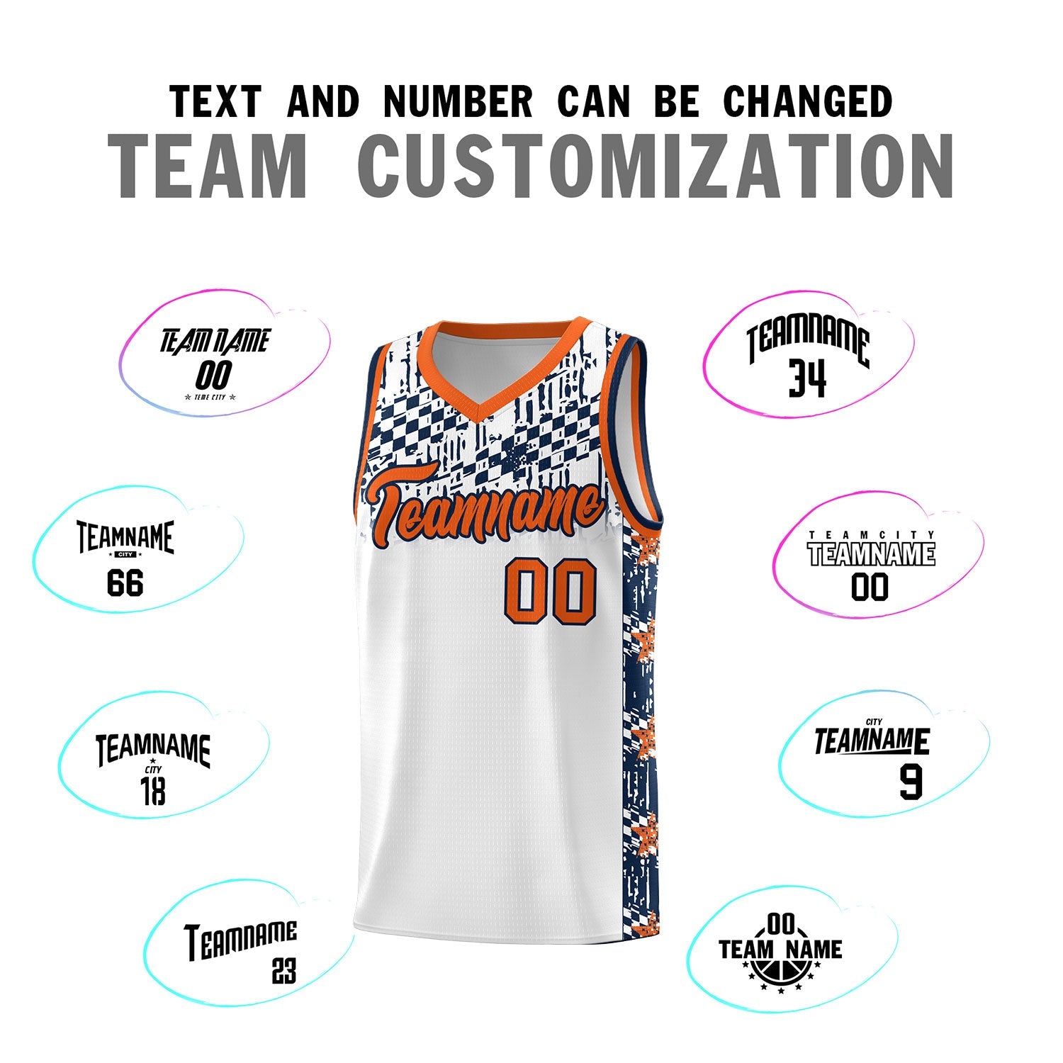 Custom White Mosaic Stars Pattern Sports Uniform Basketball Jersey