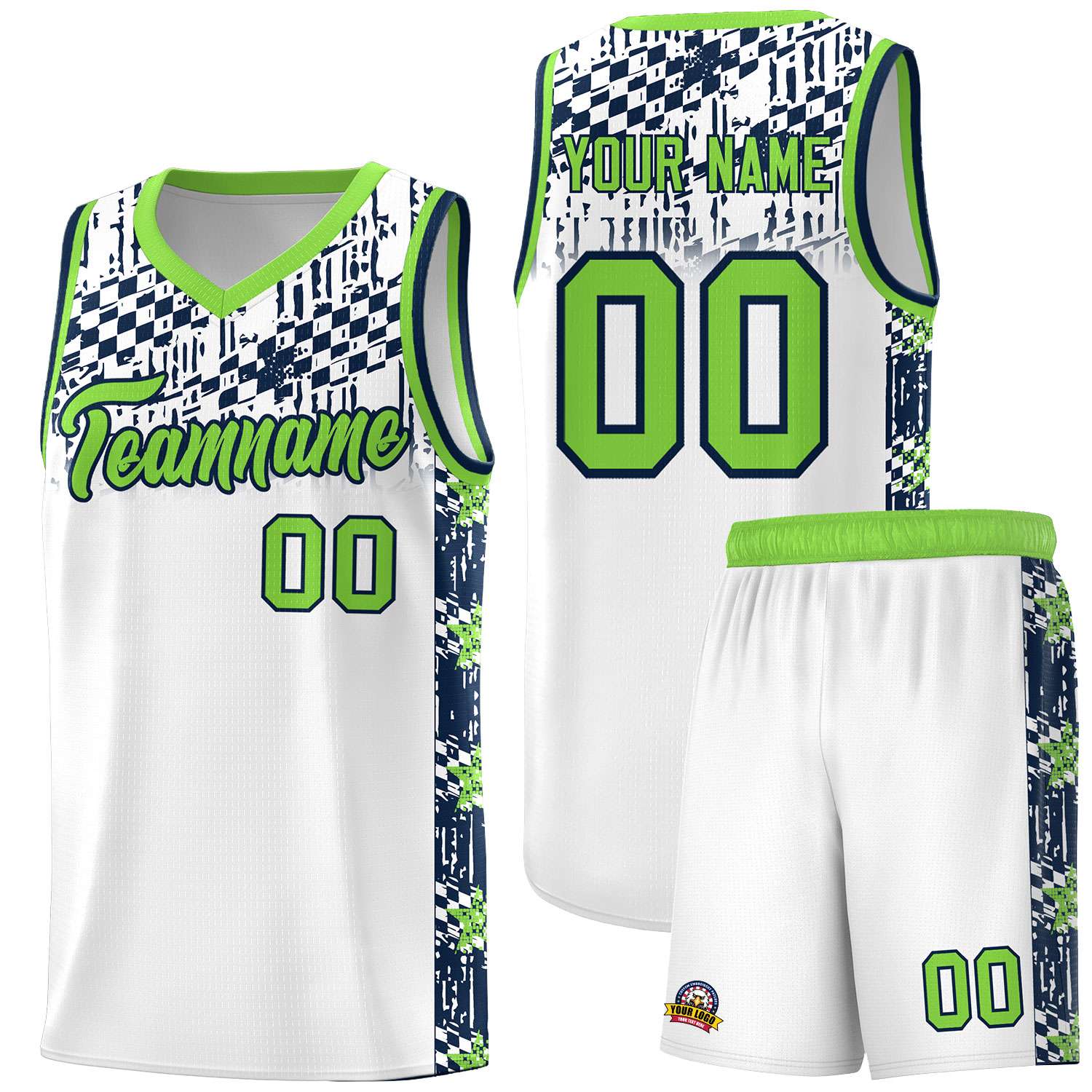 Custom White Mosaic Stars Pattern Sports Uniform Basketball Jersey