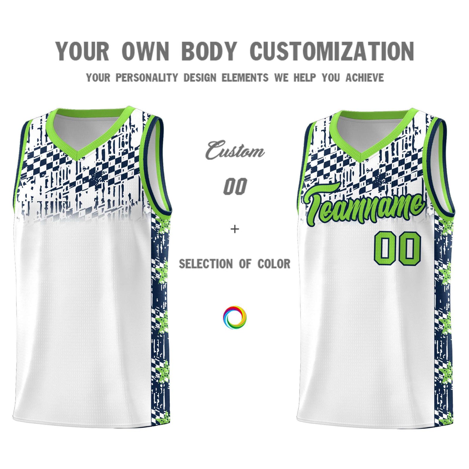Custom White Mosaic Stars Pattern Sports Uniform Basketball Jersey
