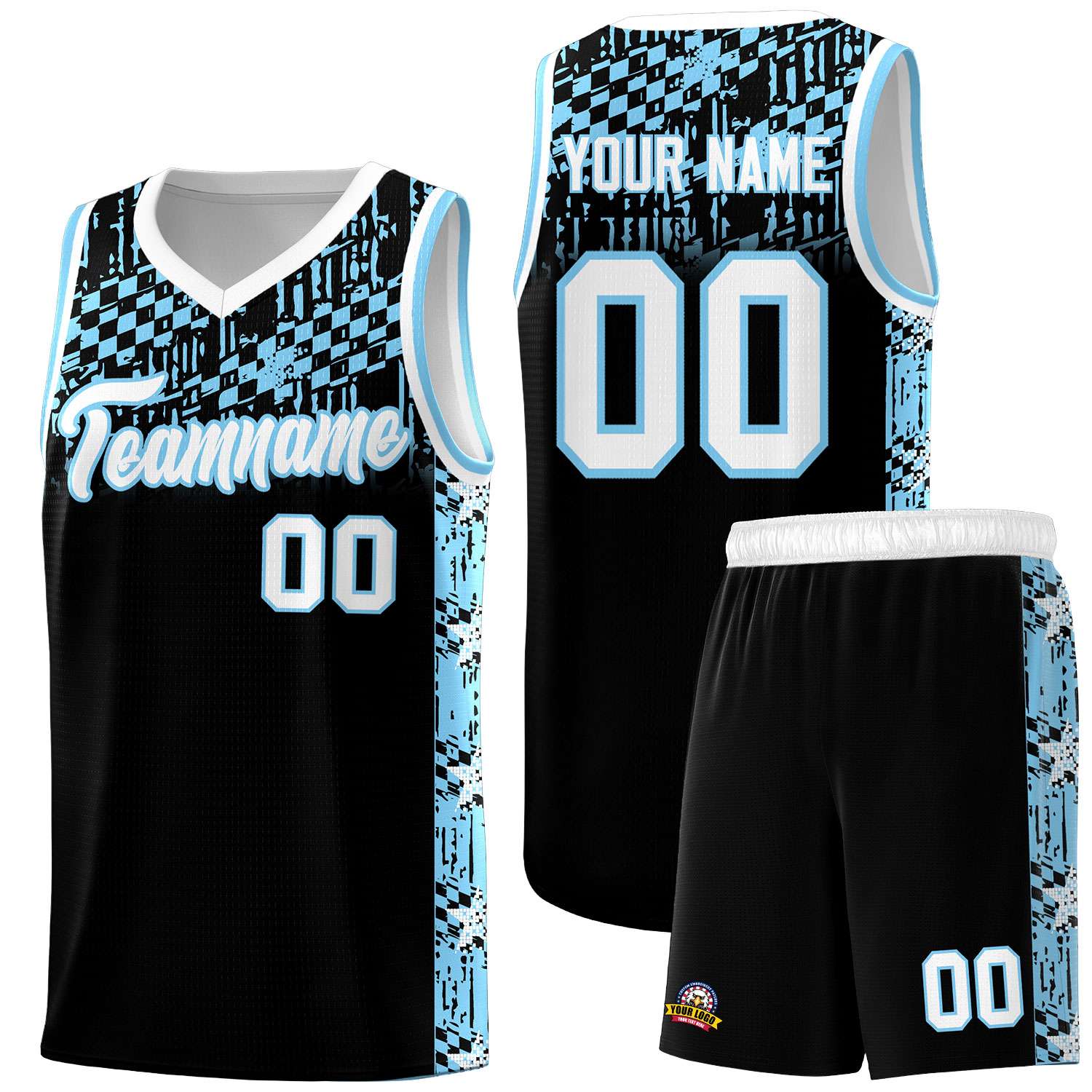 Custom Black Mosaic Stars Pattern Sports Uniform Basketball Jersey