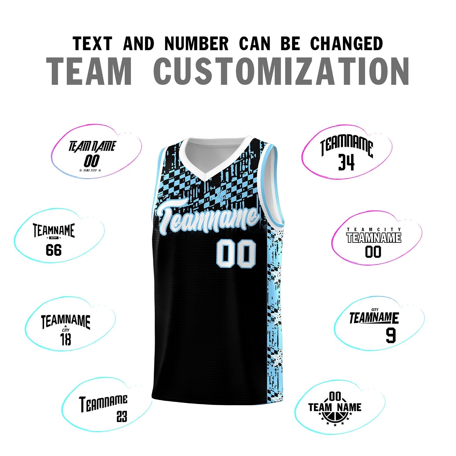 Custom Black Mosaic Stars Pattern Sports Uniform Basketball Jersey
