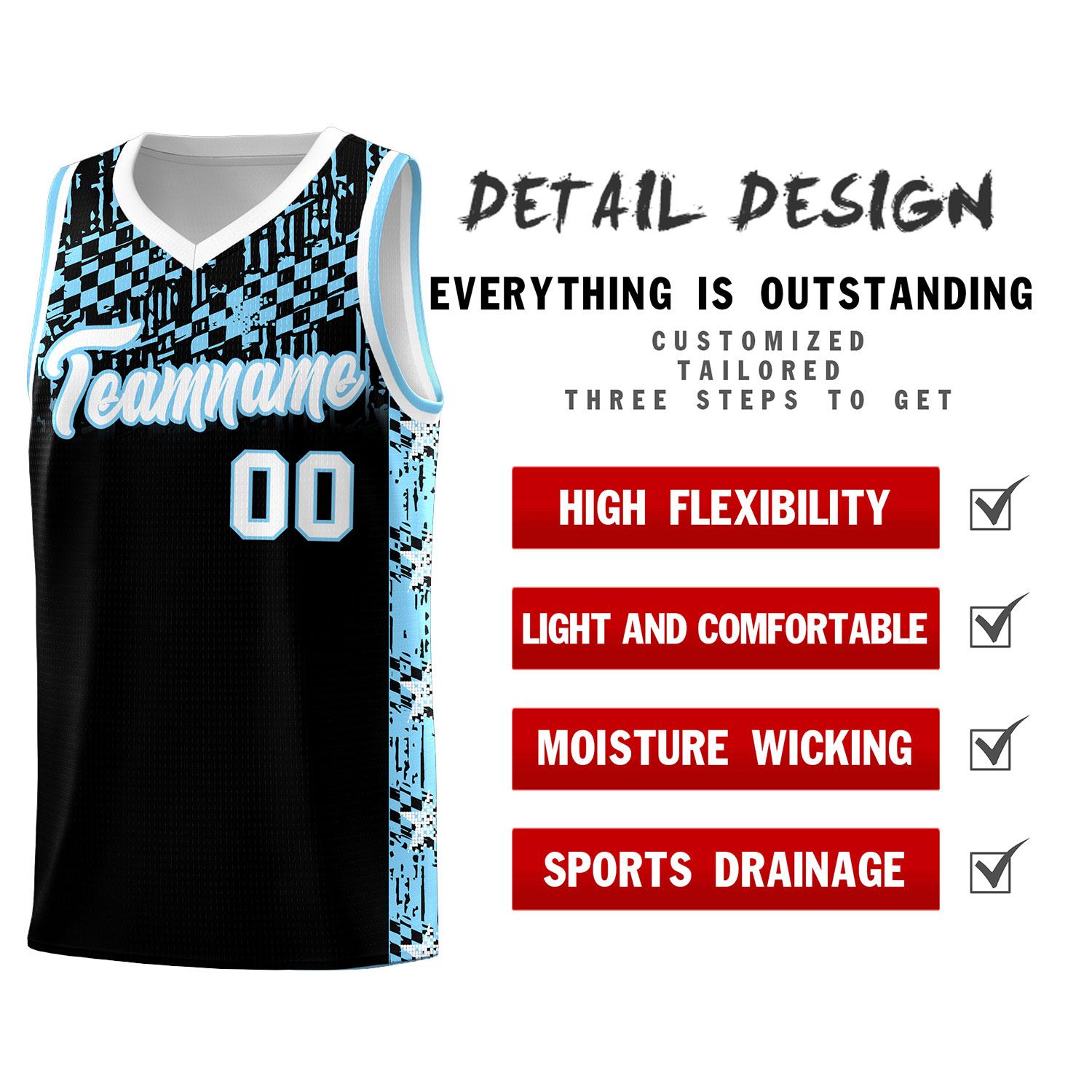 Custom Black Mosaic Stars Pattern Sports Uniform Basketball Jersey