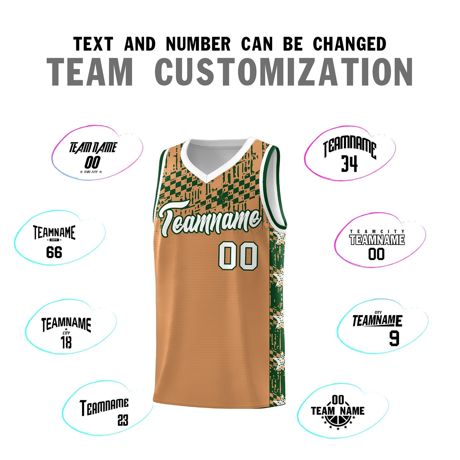 Custom Buckskin Brown Mosaic Stars Pattern Sports Uniform Basketball Jersey