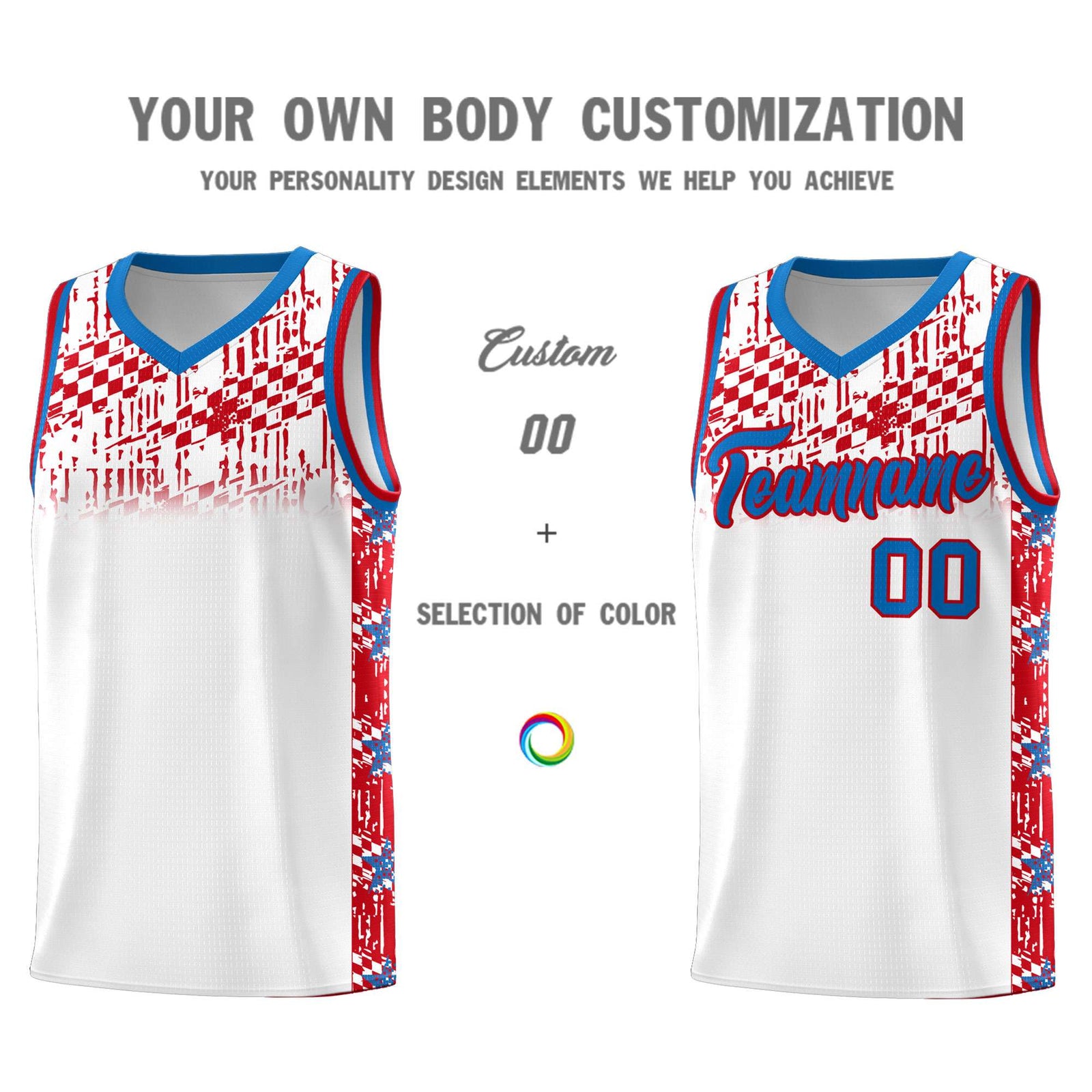 Custom White Mosaic Stars Pattern Sports Uniform Basketball Jersey