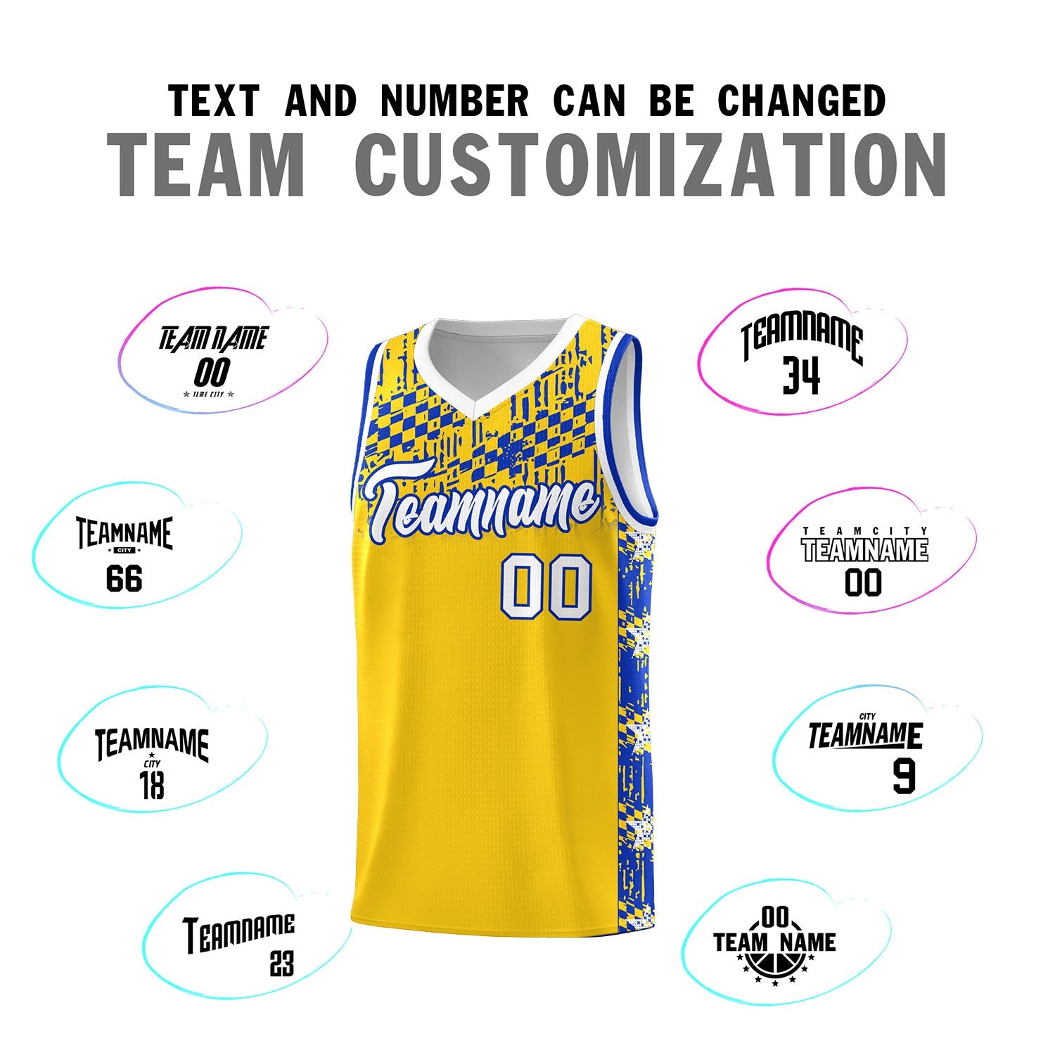 Custom Gold Mosaic Stars Pattern Sports Uniform Basketball Jersey