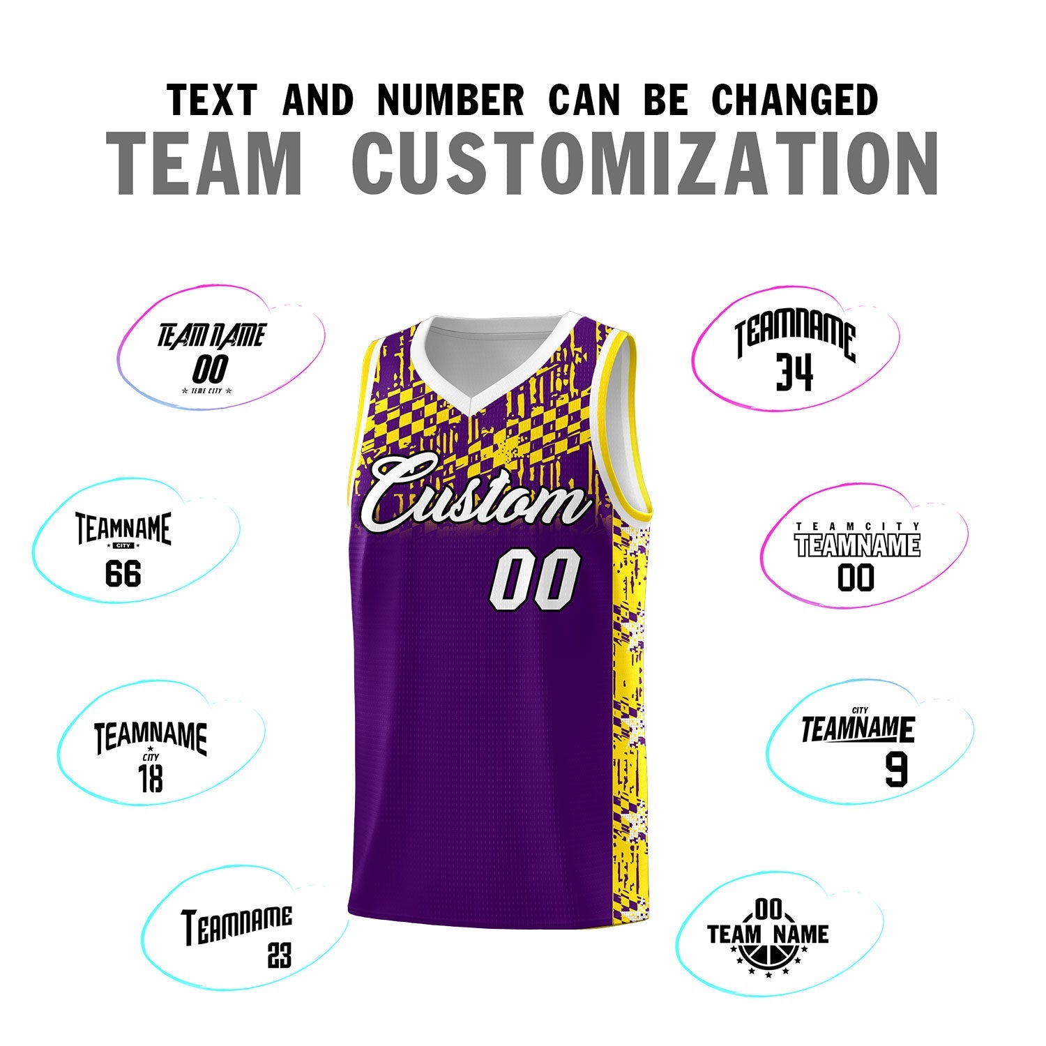 Custom Purple Mosaic Stars Pattern Sports Uniform Basketball Jersey