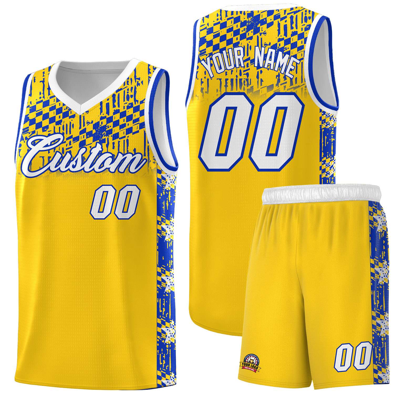 Custom Gold Mosaic Stars Pattern Sports Uniform Basketball Jersey