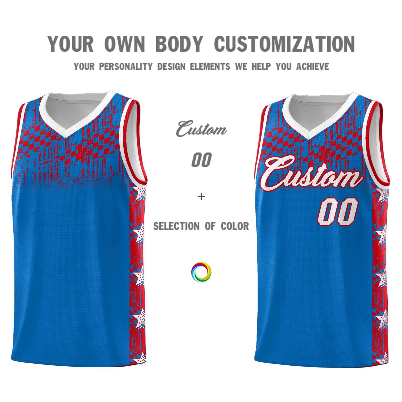 Custom Royal Mosaic Stars Pattern Sports Uniform Basketball Jersey