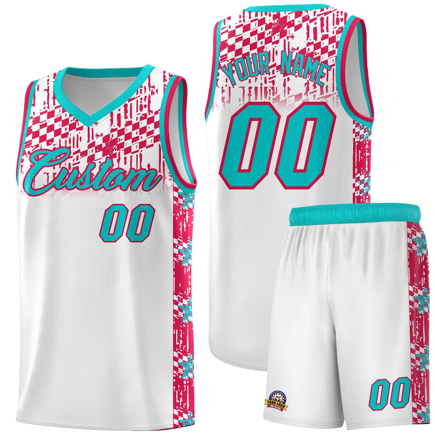 Custom White Mosaic Stars Pattern Sports Uniform Basketball Jersey