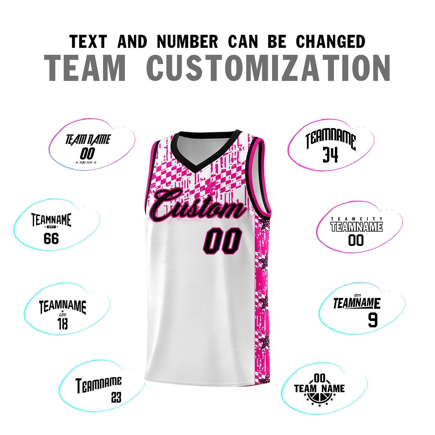 Custom White Mosaic Stars Pattern Sports Uniform Basketball Jersey