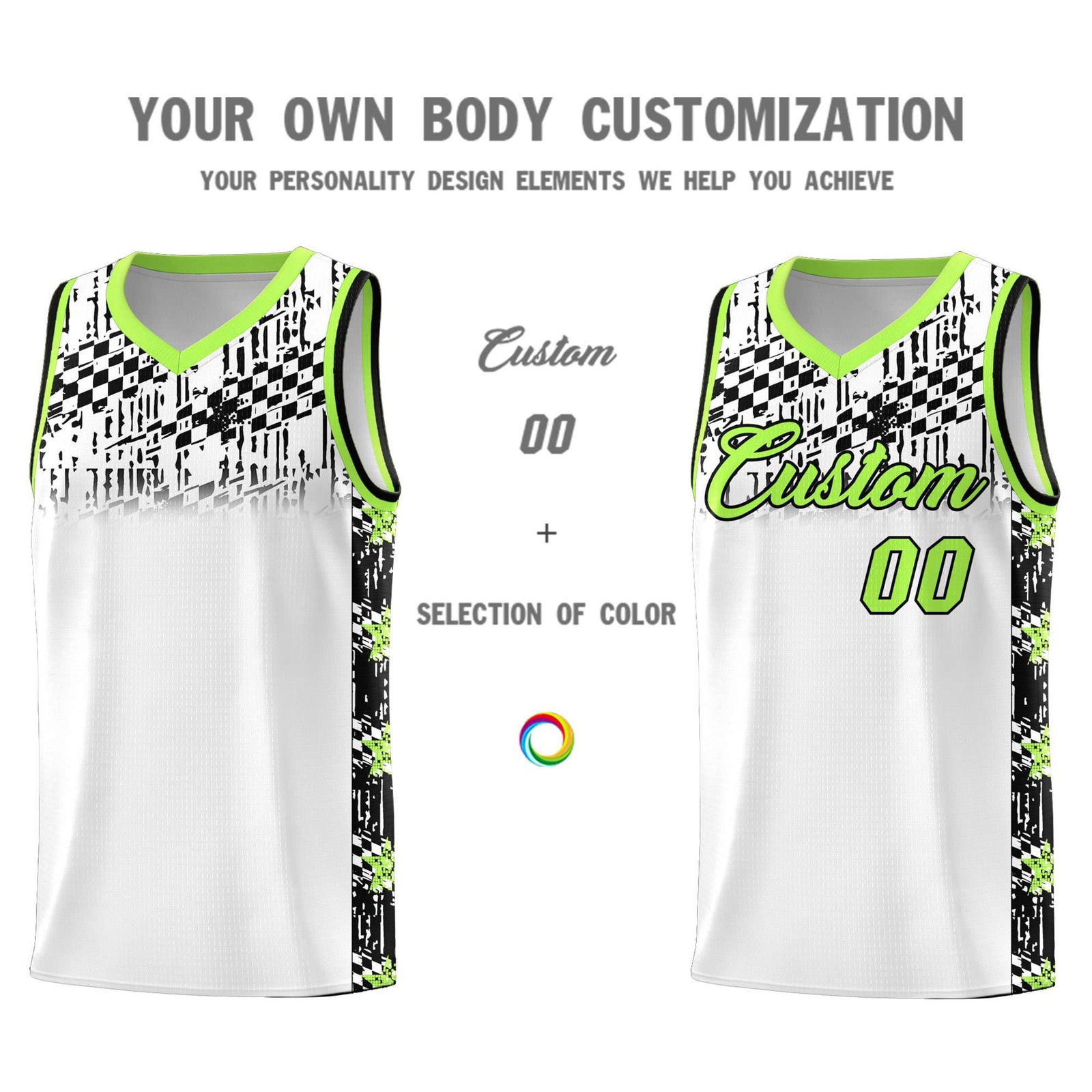 Custom White Mosaic Stars Pattern Sports Uniform Basketball Jersey