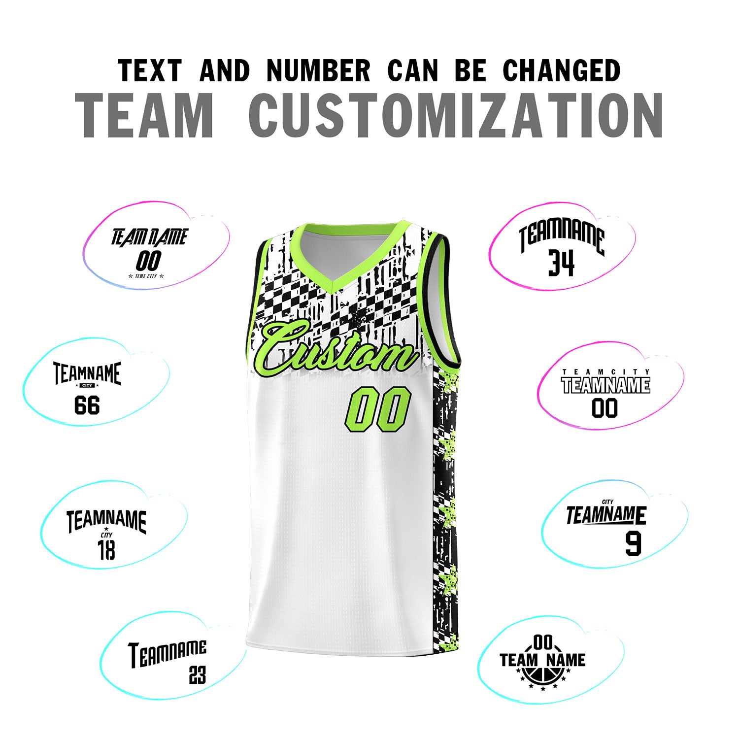 Custom White Mosaic Stars Pattern Sports Uniform Basketball Jersey