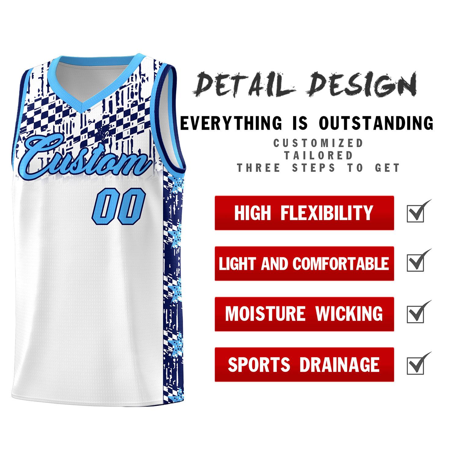 Custom White Mosaic Stars Pattern Sports Uniform Basketball Jersey