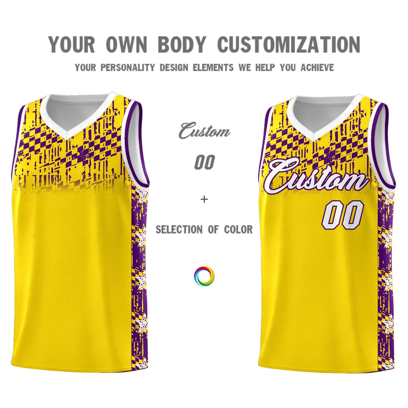 Custom Gold Mosaic Stars Pattern Sports Uniform Basketball Jersey
