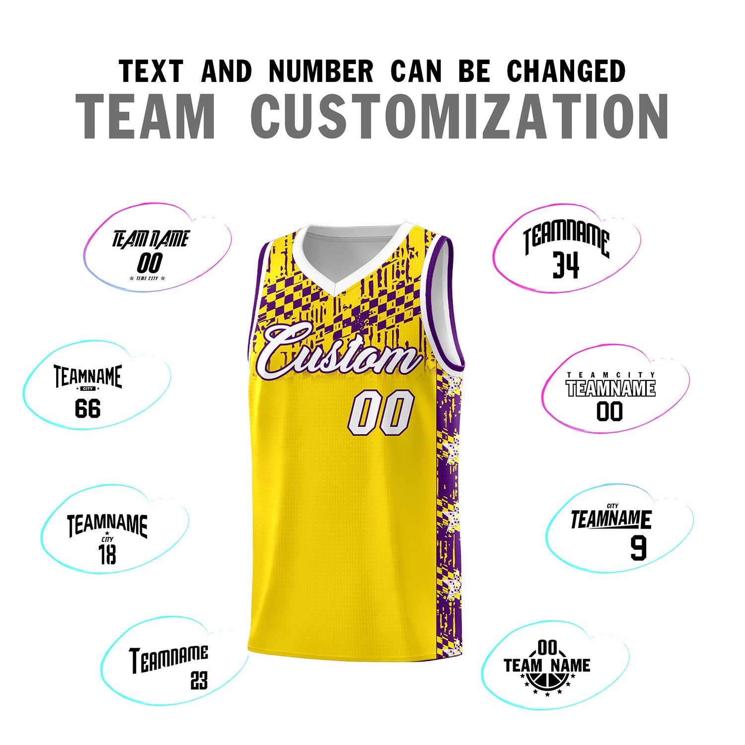 Custom Gold Mosaic Stars Pattern Sports Uniform Basketball Jersey