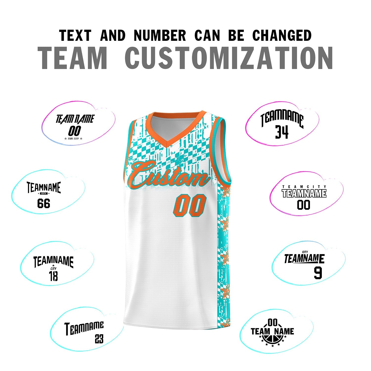 Custom White Mosaic Stars Pattern Sports Uniform Basketball Jersey
