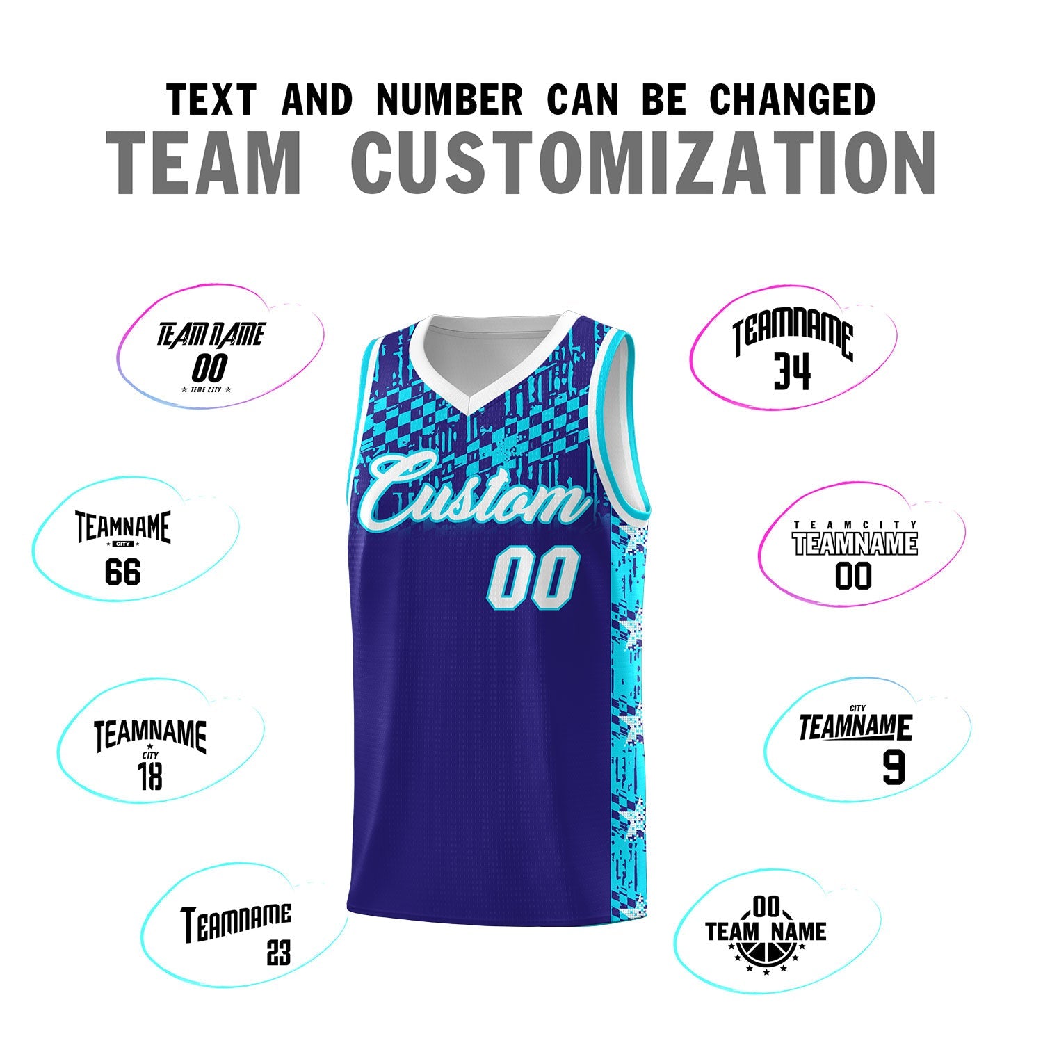 Custom Royal Mosaic Stars Pattern Sports Uniform Basketball Jersey