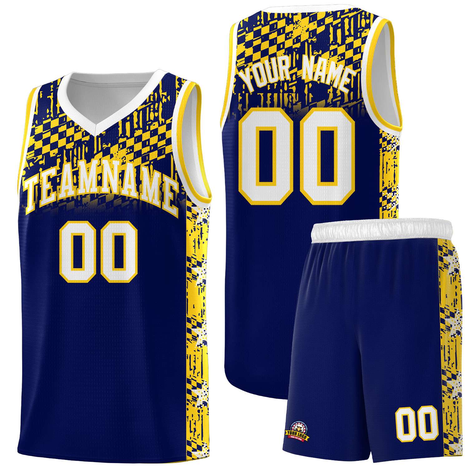 Custom Navy Mosaic Stars Pattern Sports Uniform Basketball Jersey