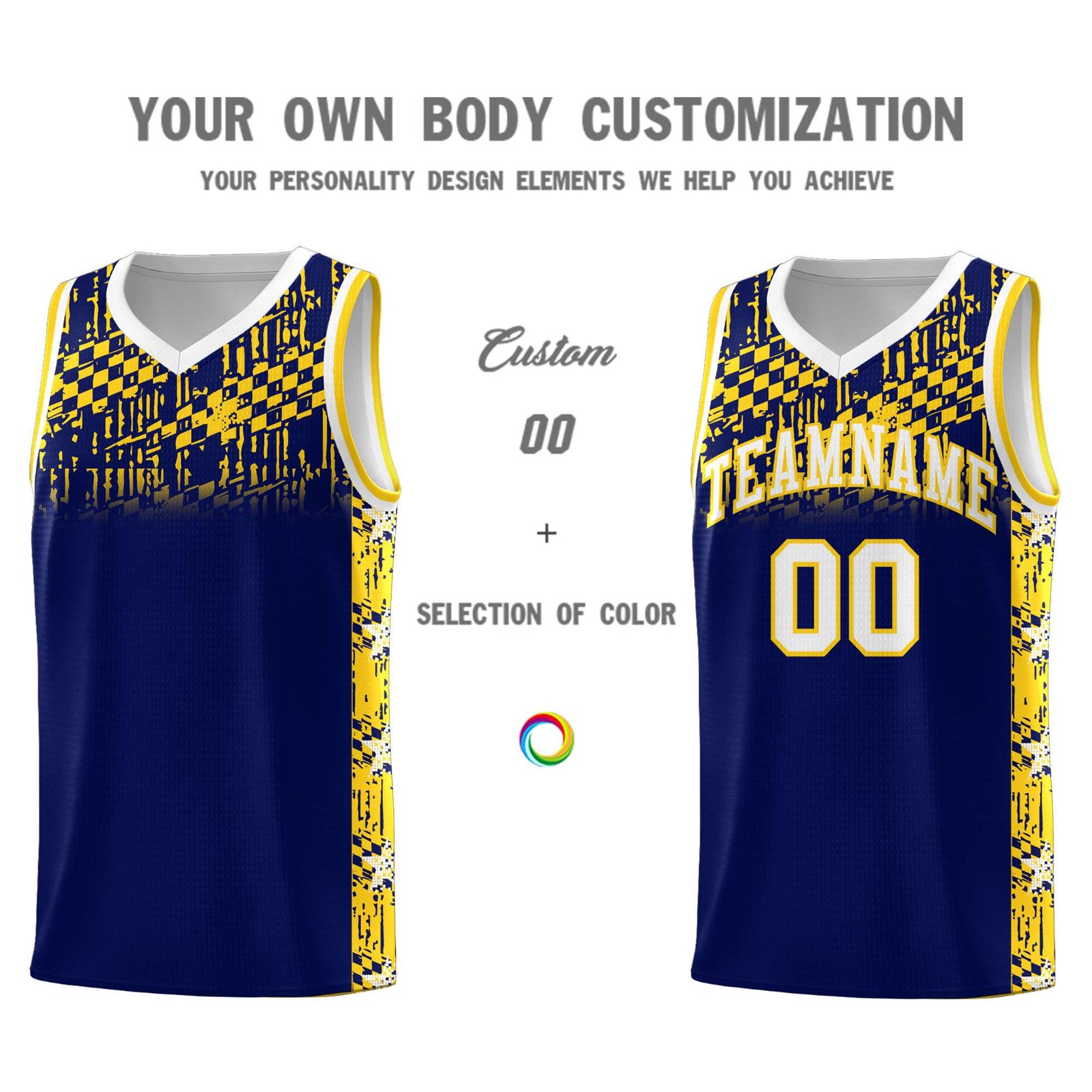 Custom Navy Mosaic Stars Pattern Sports Uniform Basketball Jersey