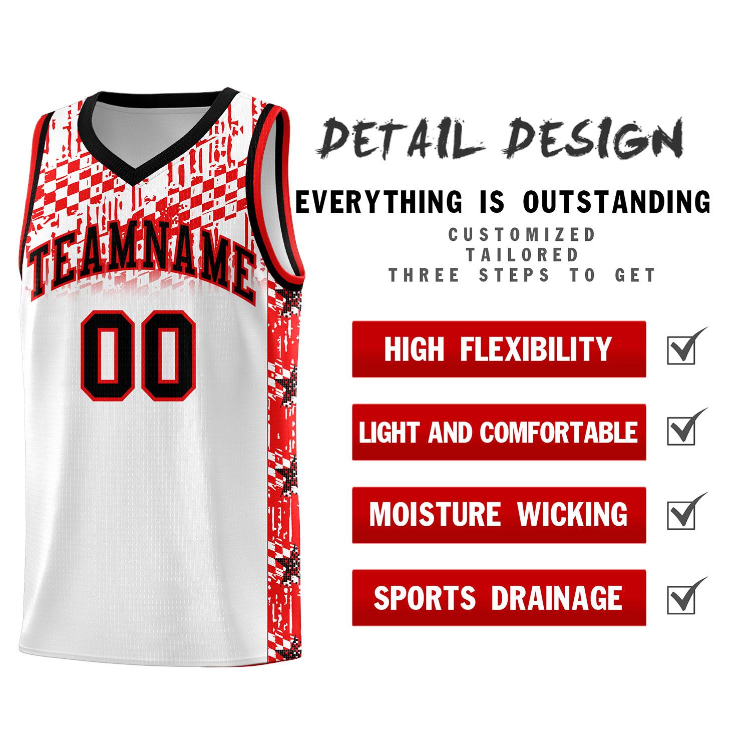 Custom White Mosaic Stars Pattern Sports Uniform Basketball Jersey