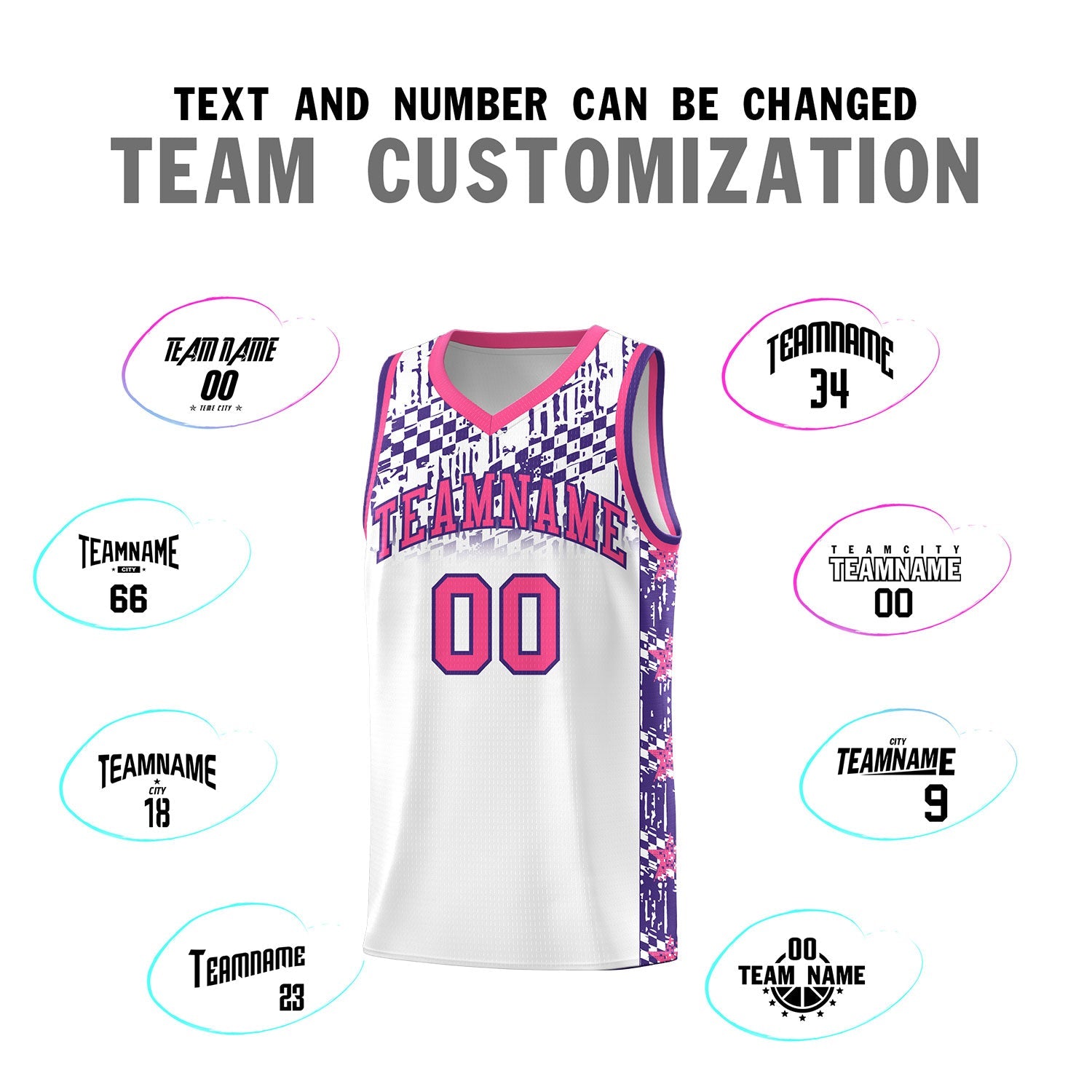 Custom White Mosaic Stars Pattern Sports Uniform Basketball Jersey