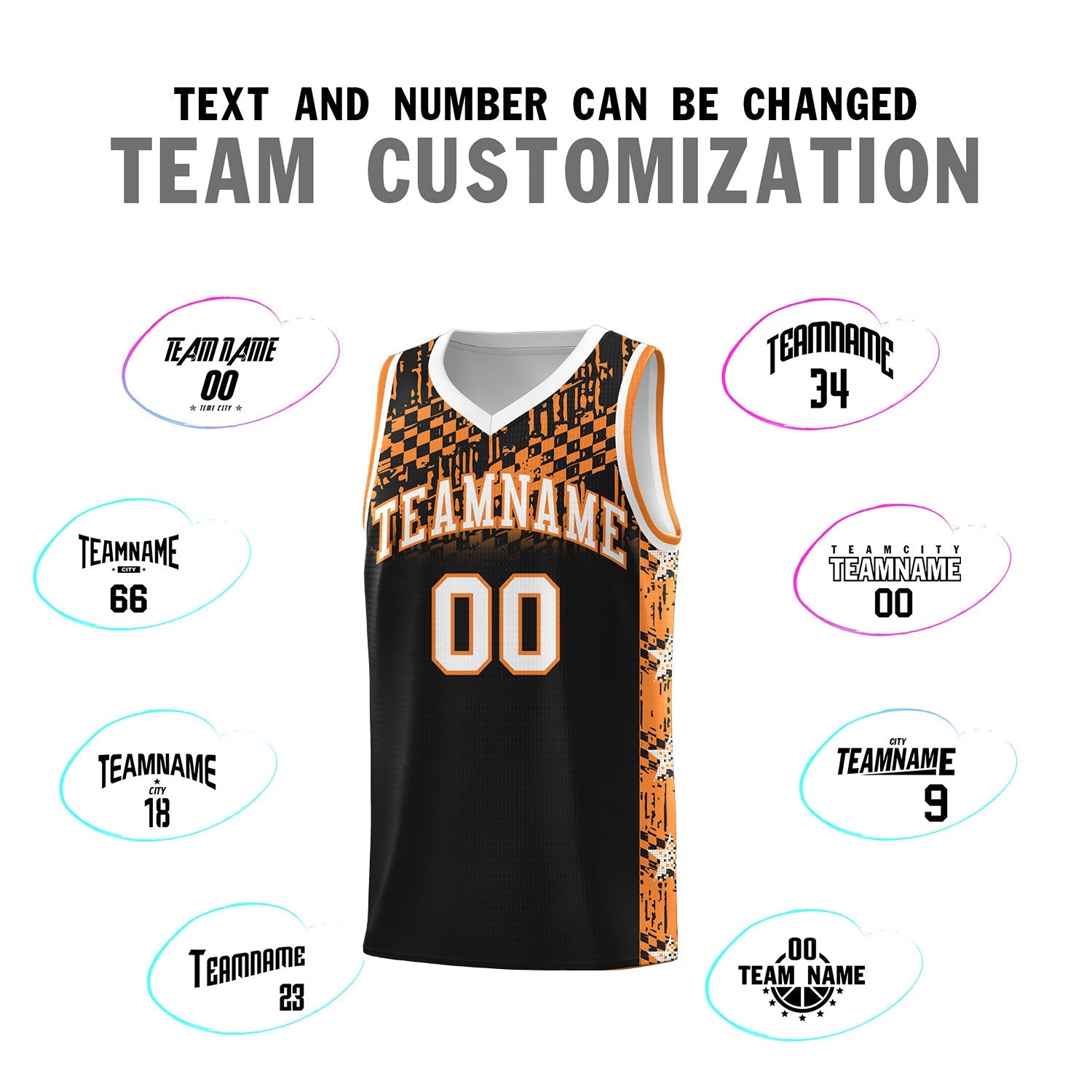 Custom Black Mosaic Stars Pattern Sports Uniform Basketball Jersey