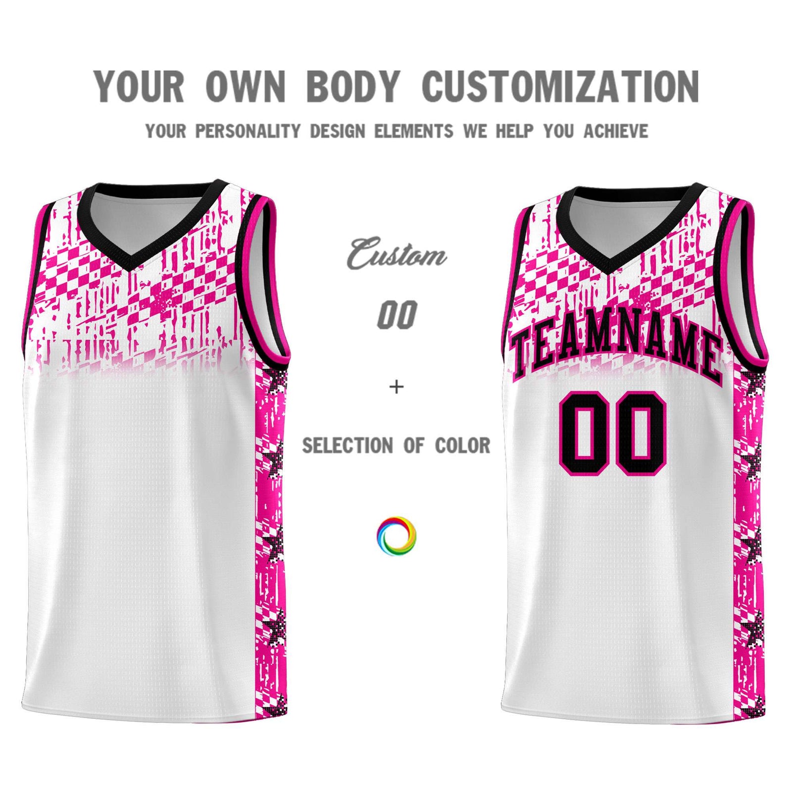 Custom White Mosaic Stars Pattern Sports Uniform Basketball Jersey