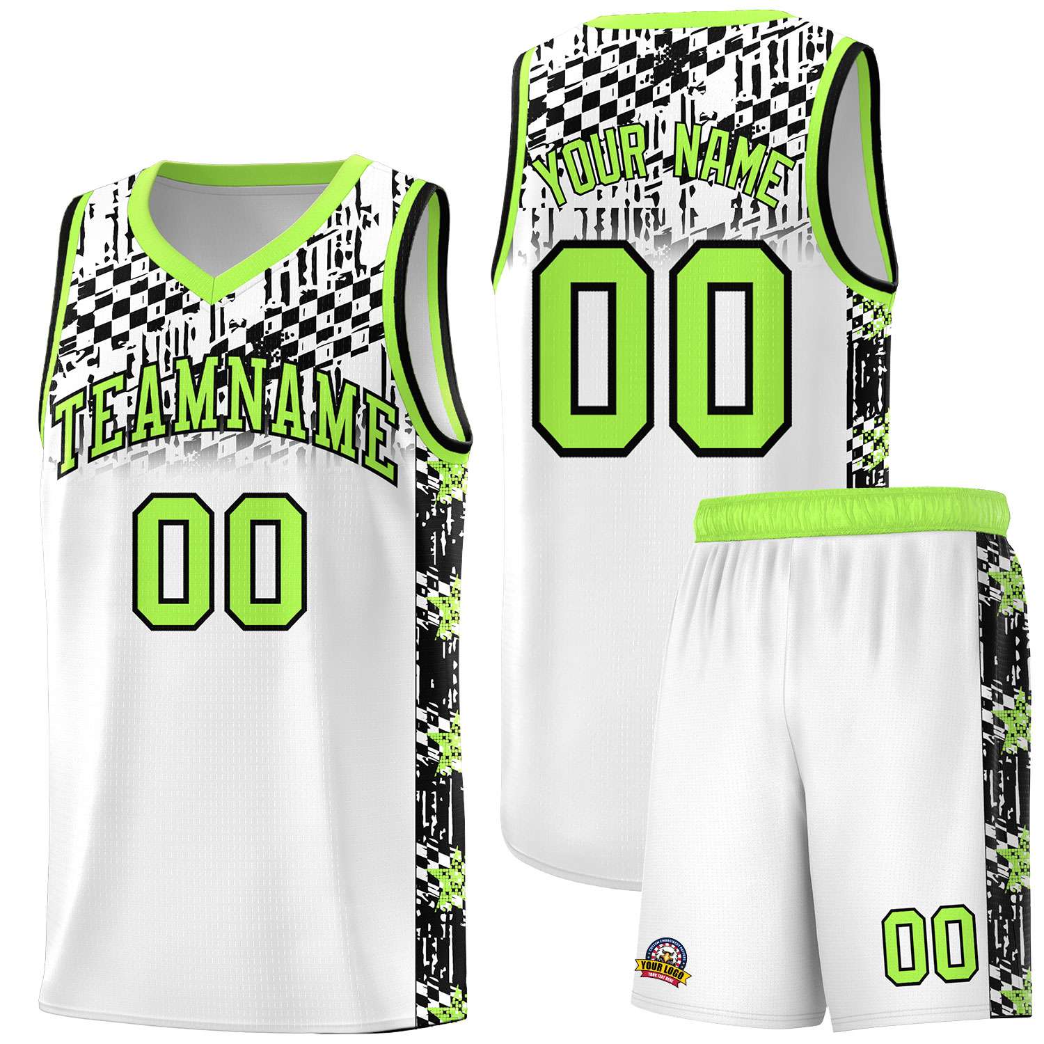 Custom White Mosaic Stars Pattern Sports Uniform Basketball Jersey