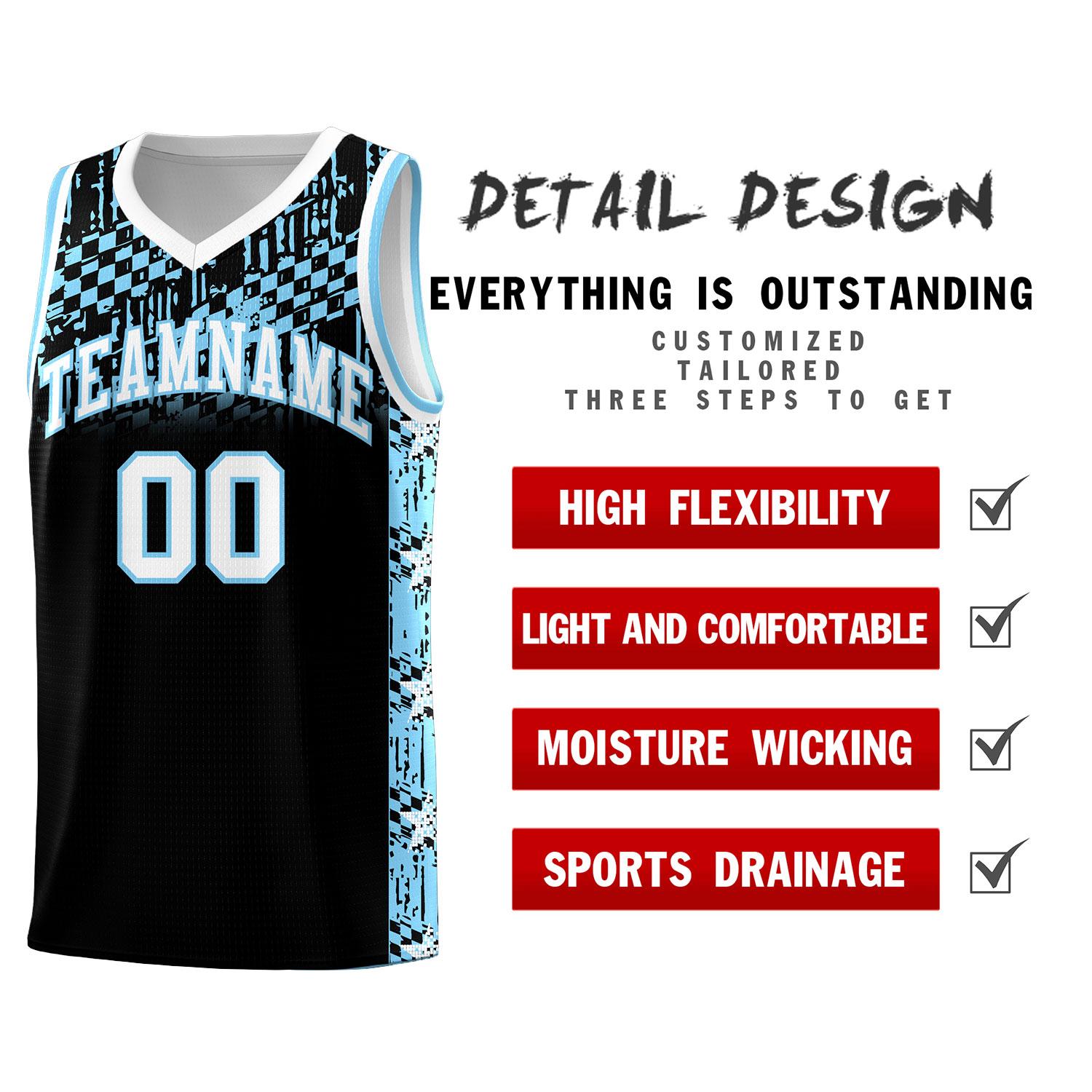 Custom Black Mosaic Stars Pattern Sports Uniform Basketball Jersey