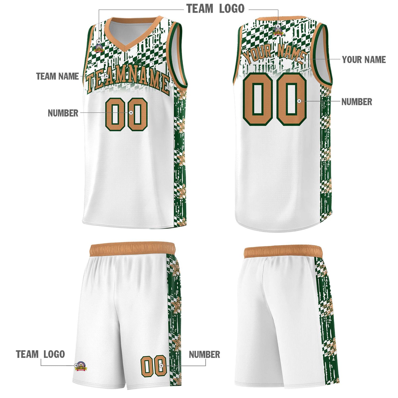 Custom White Mosaic Stars Pattern Sports Uniform Basketball Jersey
