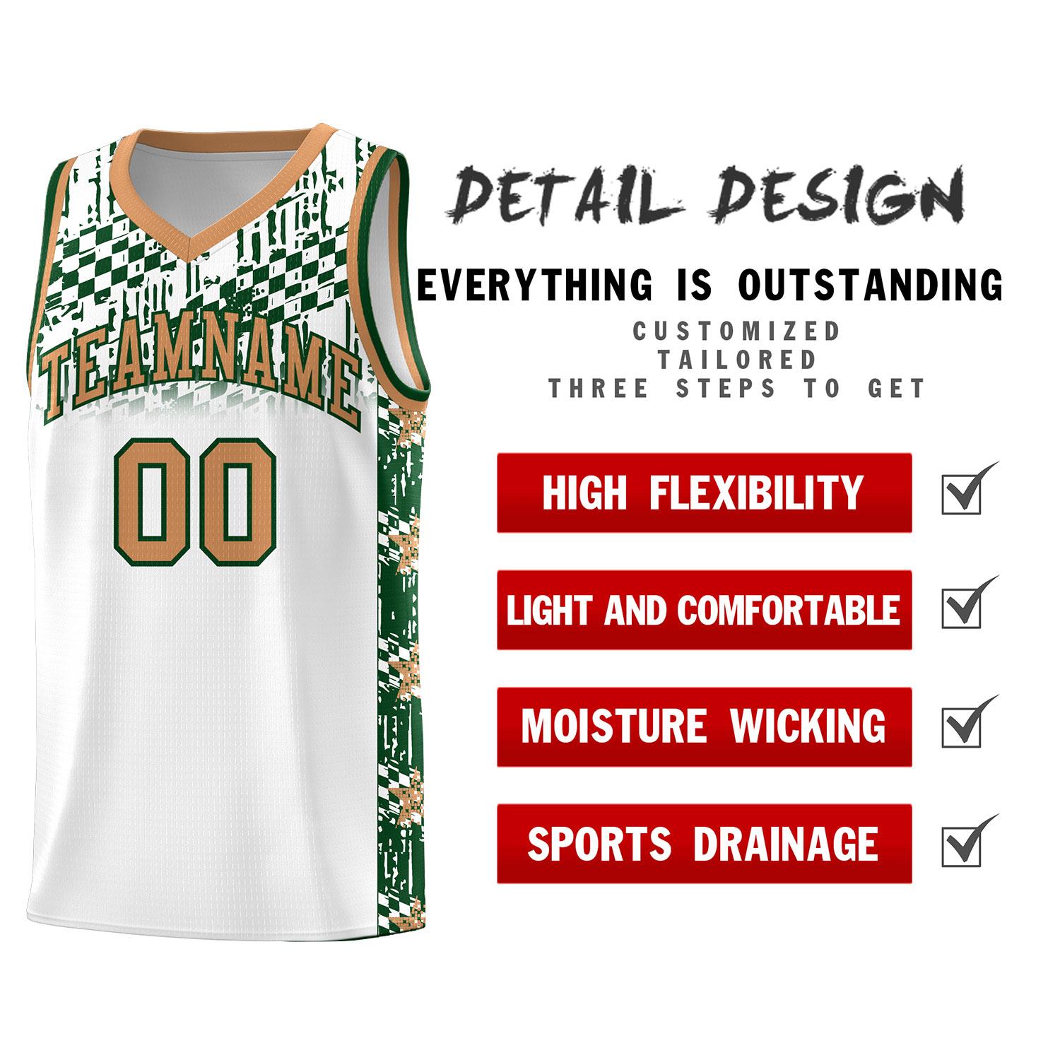 Custom White Mosaic Stars Pattern Sports Uniform Basketball Jersey