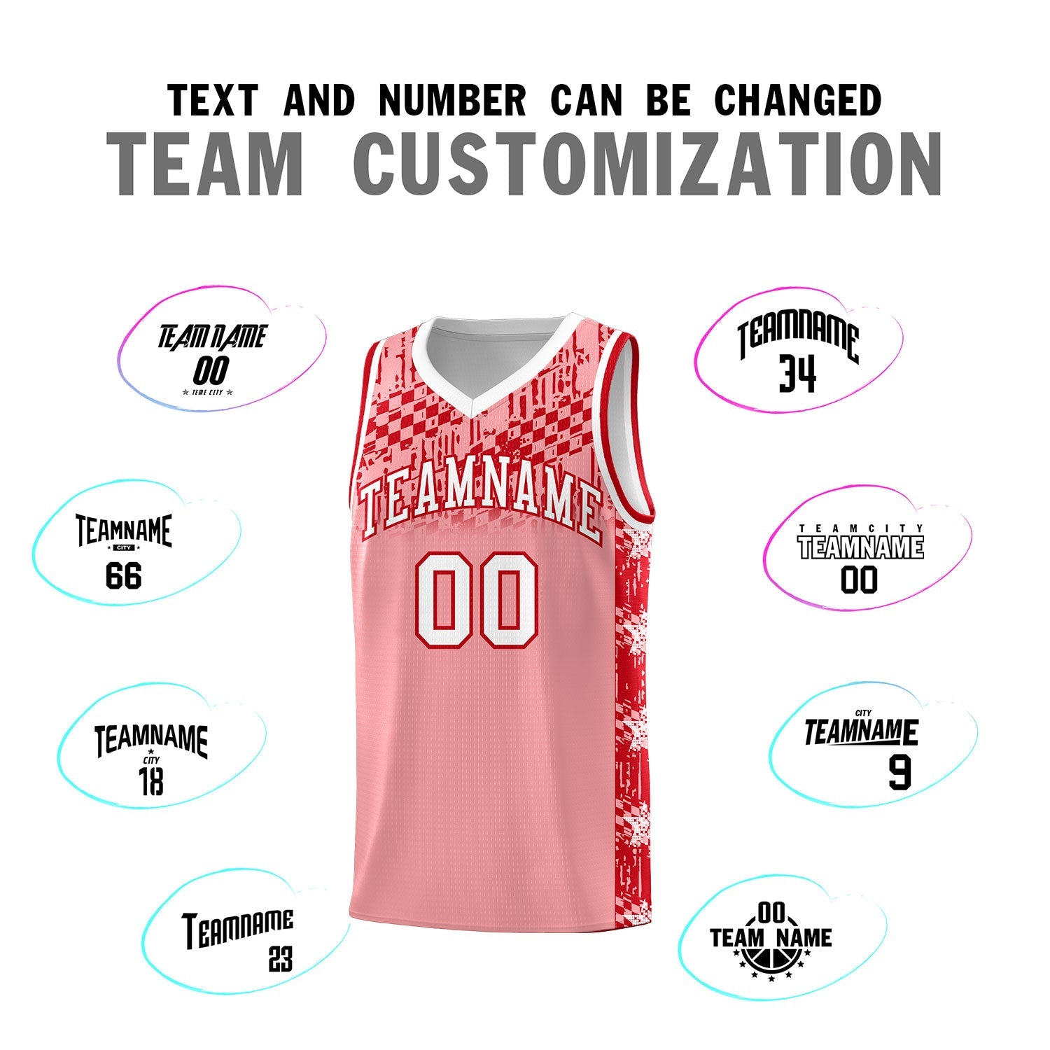 Custom Light Pink Mosaic Stars Pattern Sports Uniform Basketball Jersey