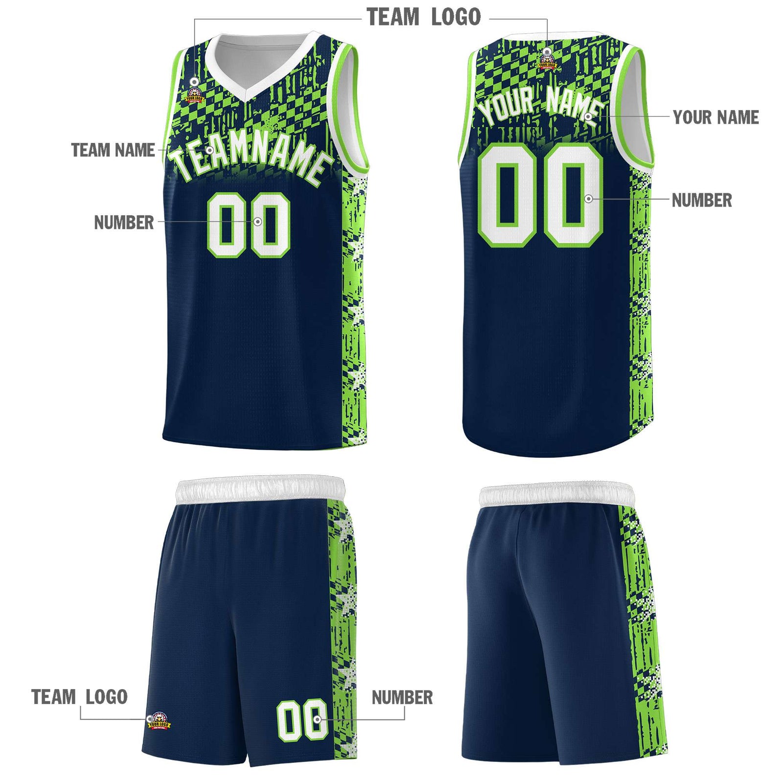 Custom Navy Mosaic Stars Pattern Sports Uniform Basketball Jersey