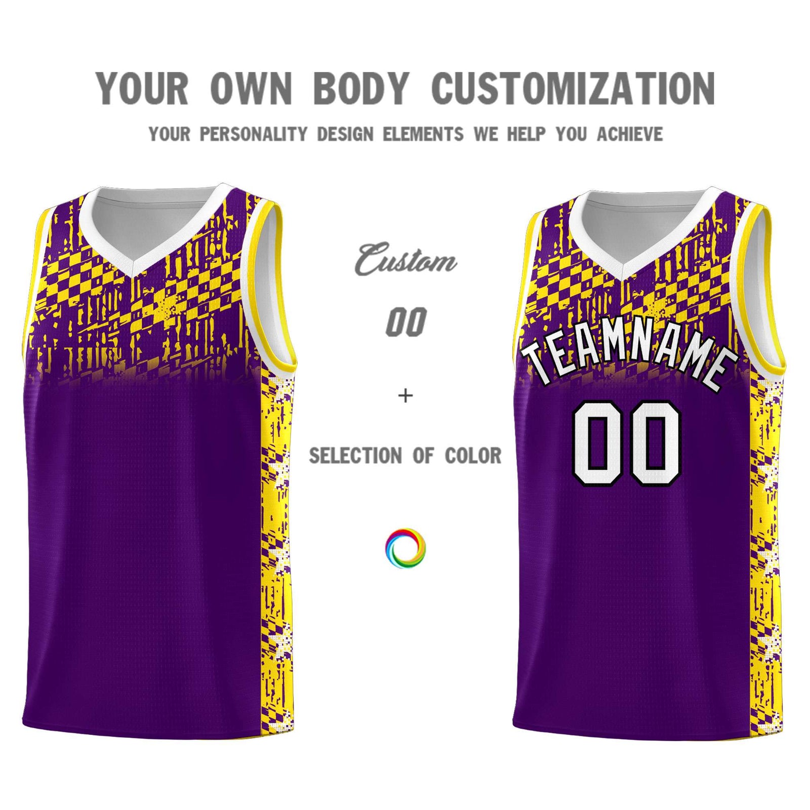 Custom Purple Mosaic Stars Pattern Sports Uniform Basketball Jersey
