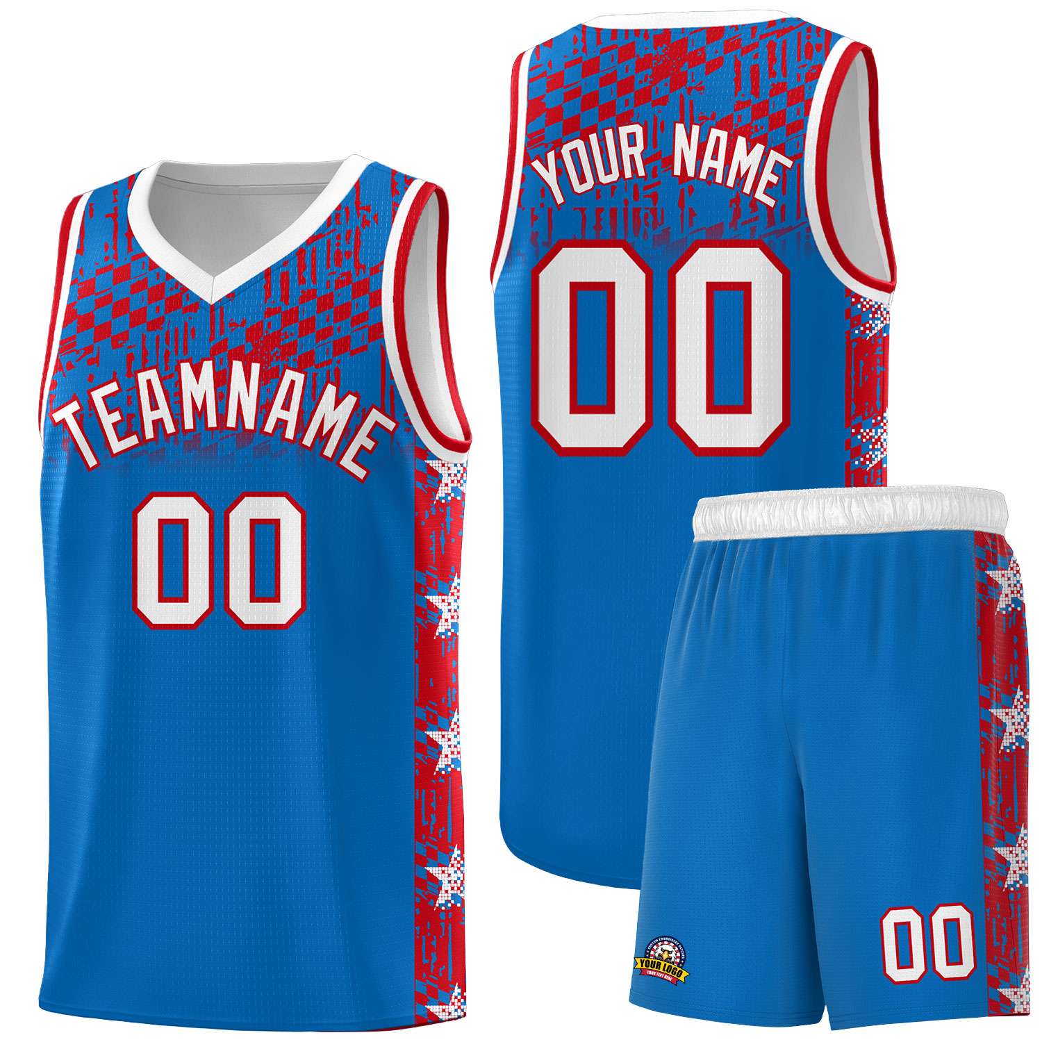 Custom Royal Mosaic Stars Pattern Sports Uniform Basketball Jersey