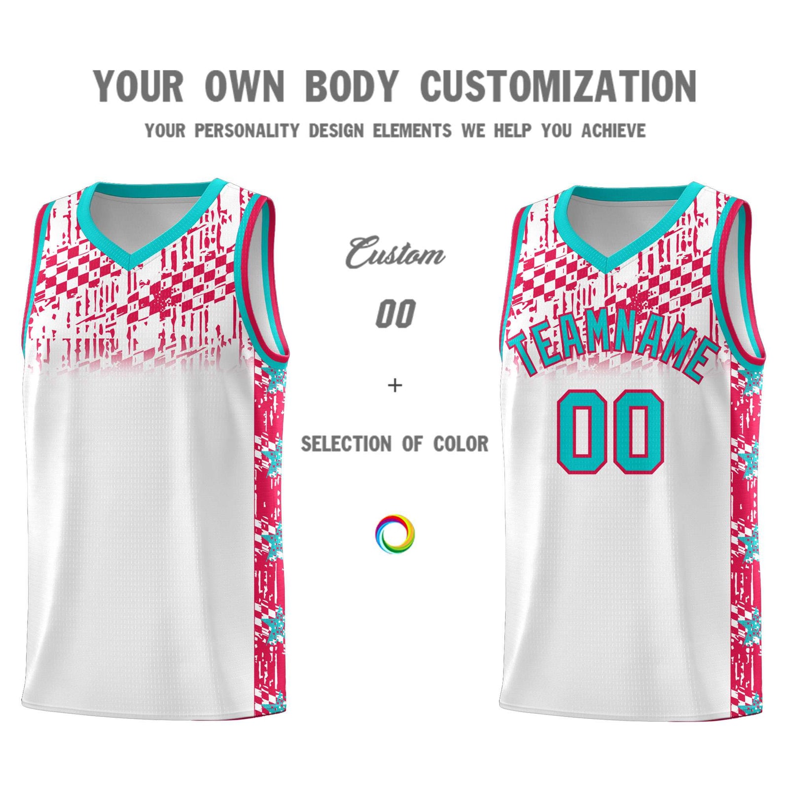 Custom White Mosaic Stars Pattern Sports Uniform Basketball Jersey