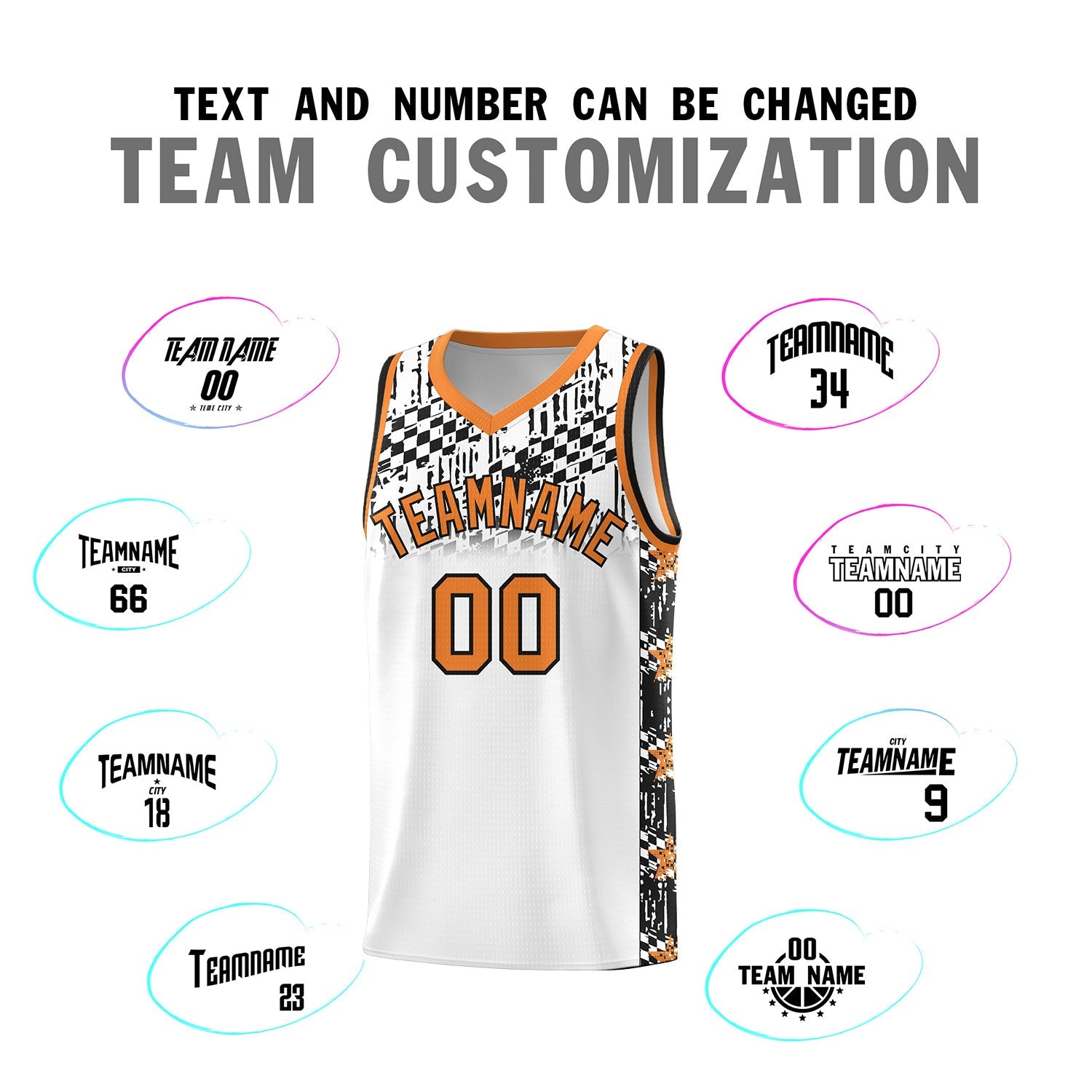 Custom White Mosaic Stars Pattern Sports Uniform Basketball Jersey