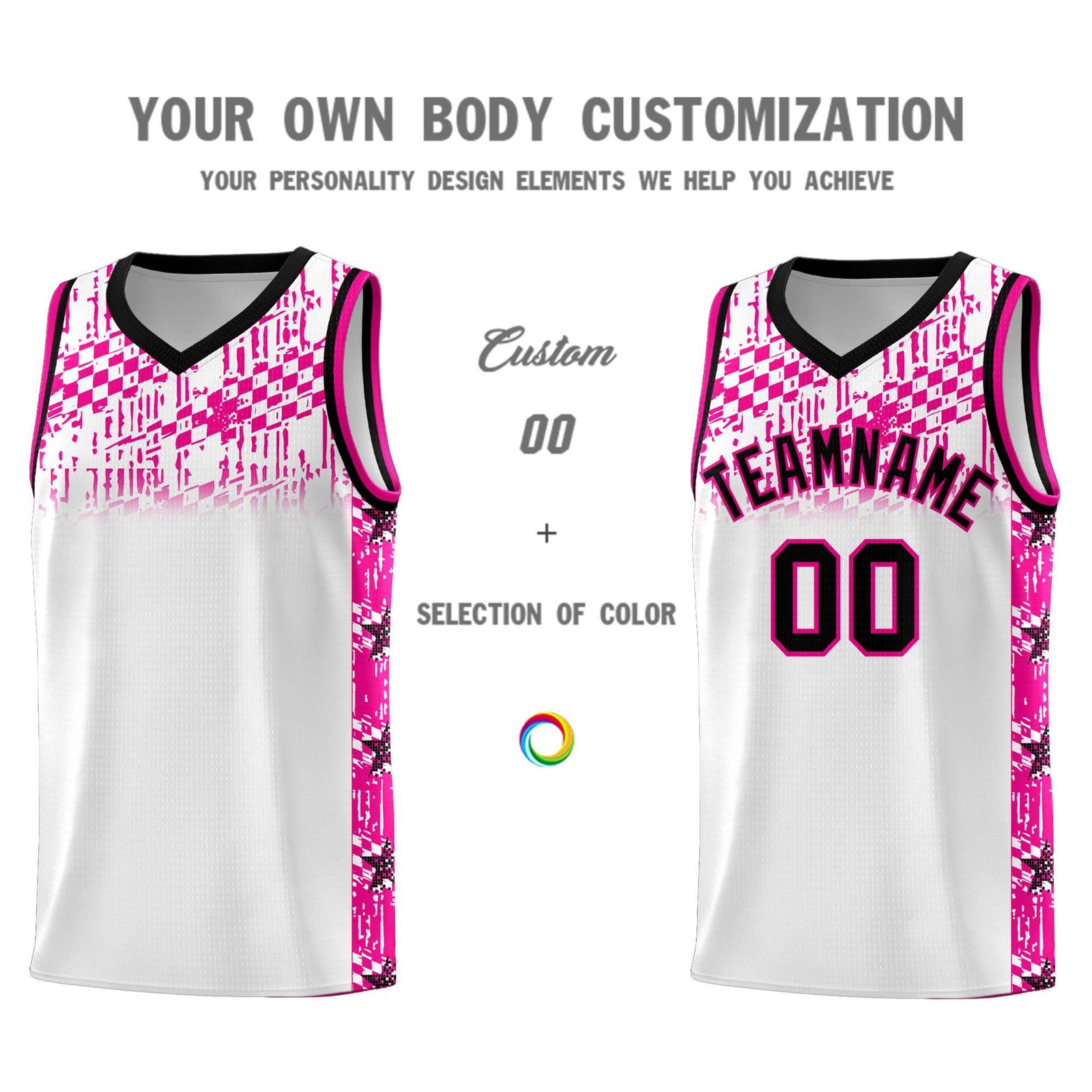 Custom White Mosaic Stars Pattern Sports Uniform Basketball Jersey