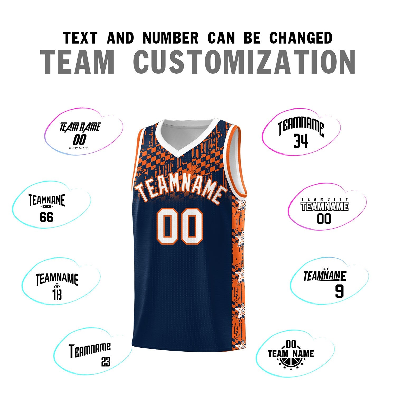 Custom Navy Mosaic Stars Pattern Sports Uniform Basketball Jersey