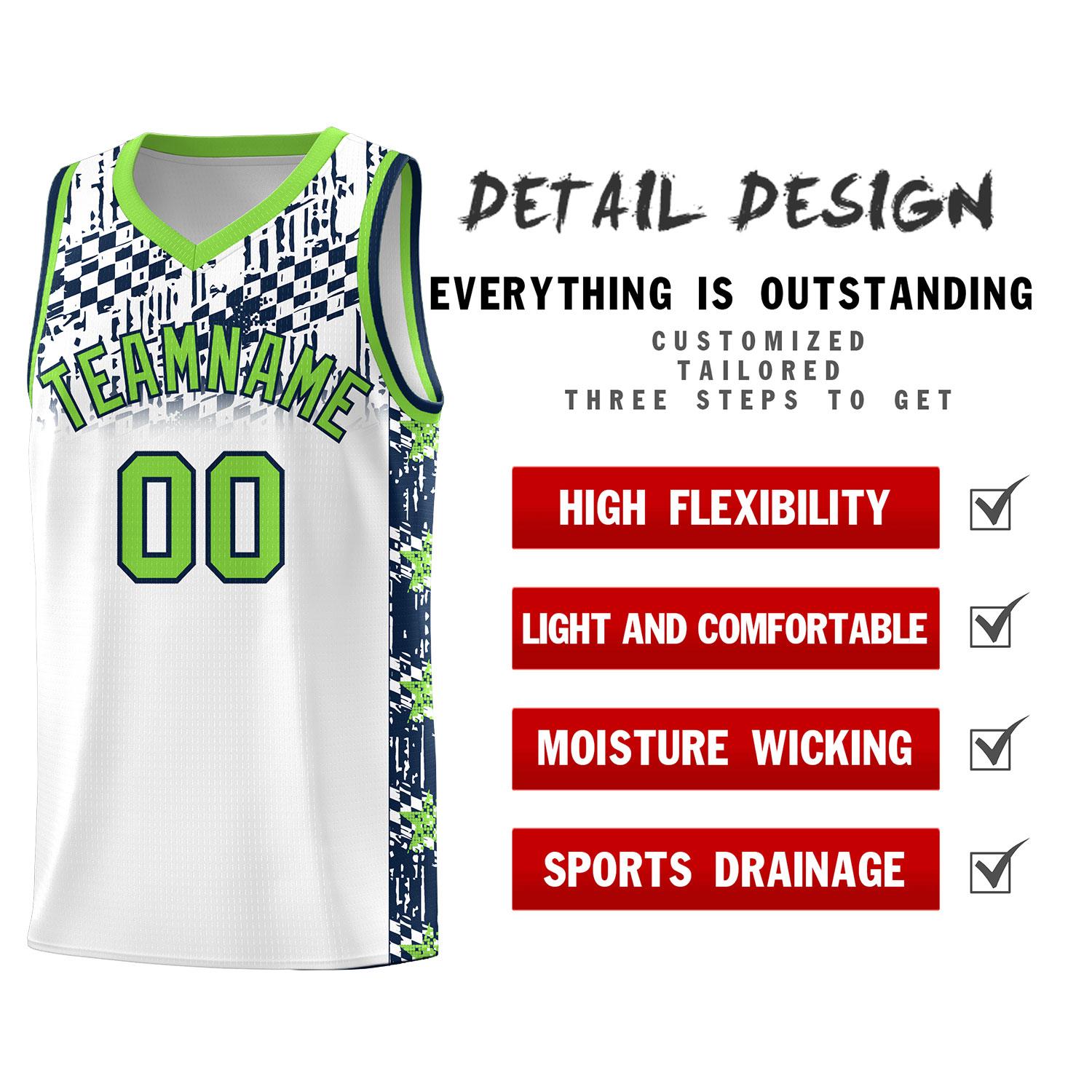 Custom White Mosaic Stars Pattern Sports Uniform Basketball Jersey