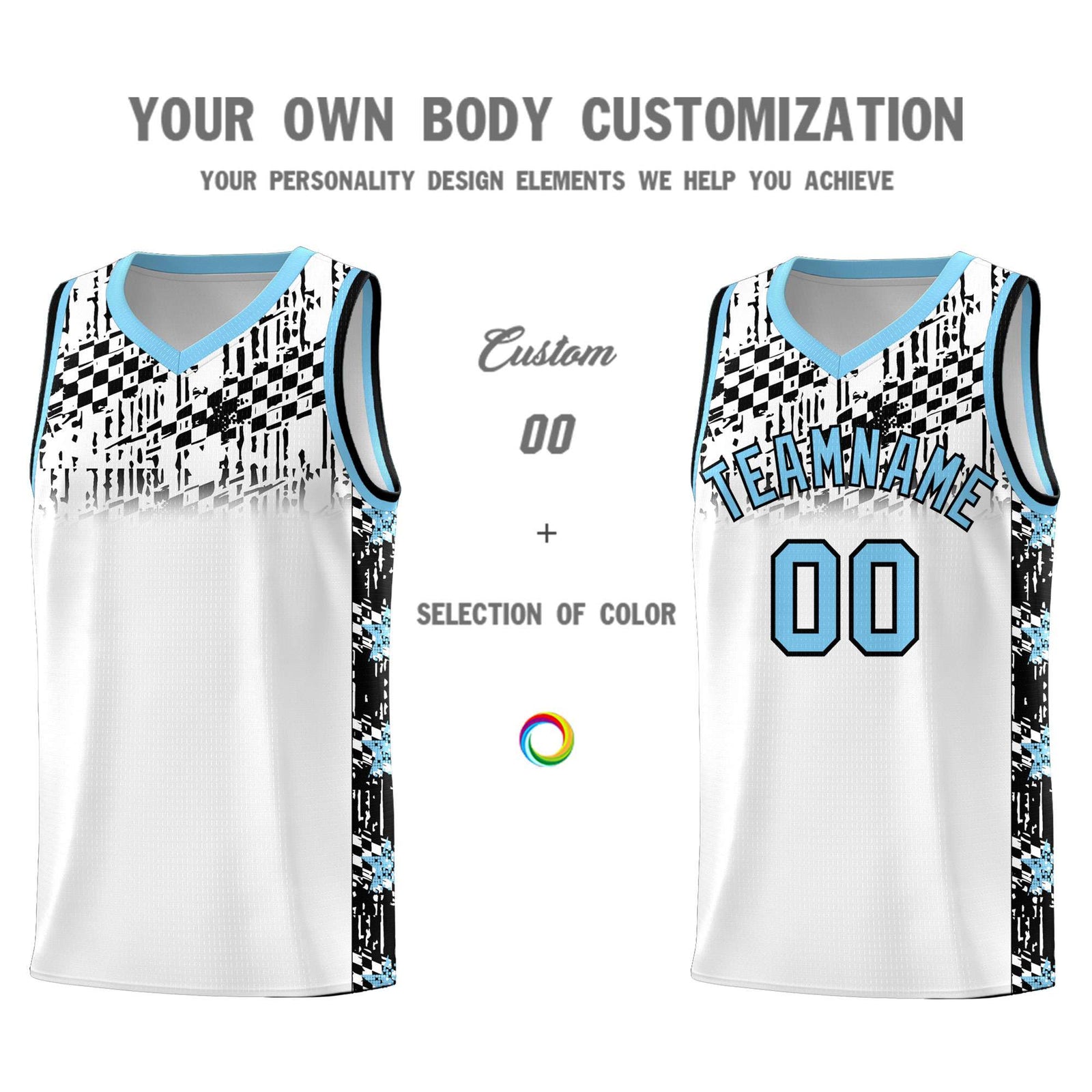 Custom White Mosaic Stars Pattern Sports Uniform Basketball Jersey