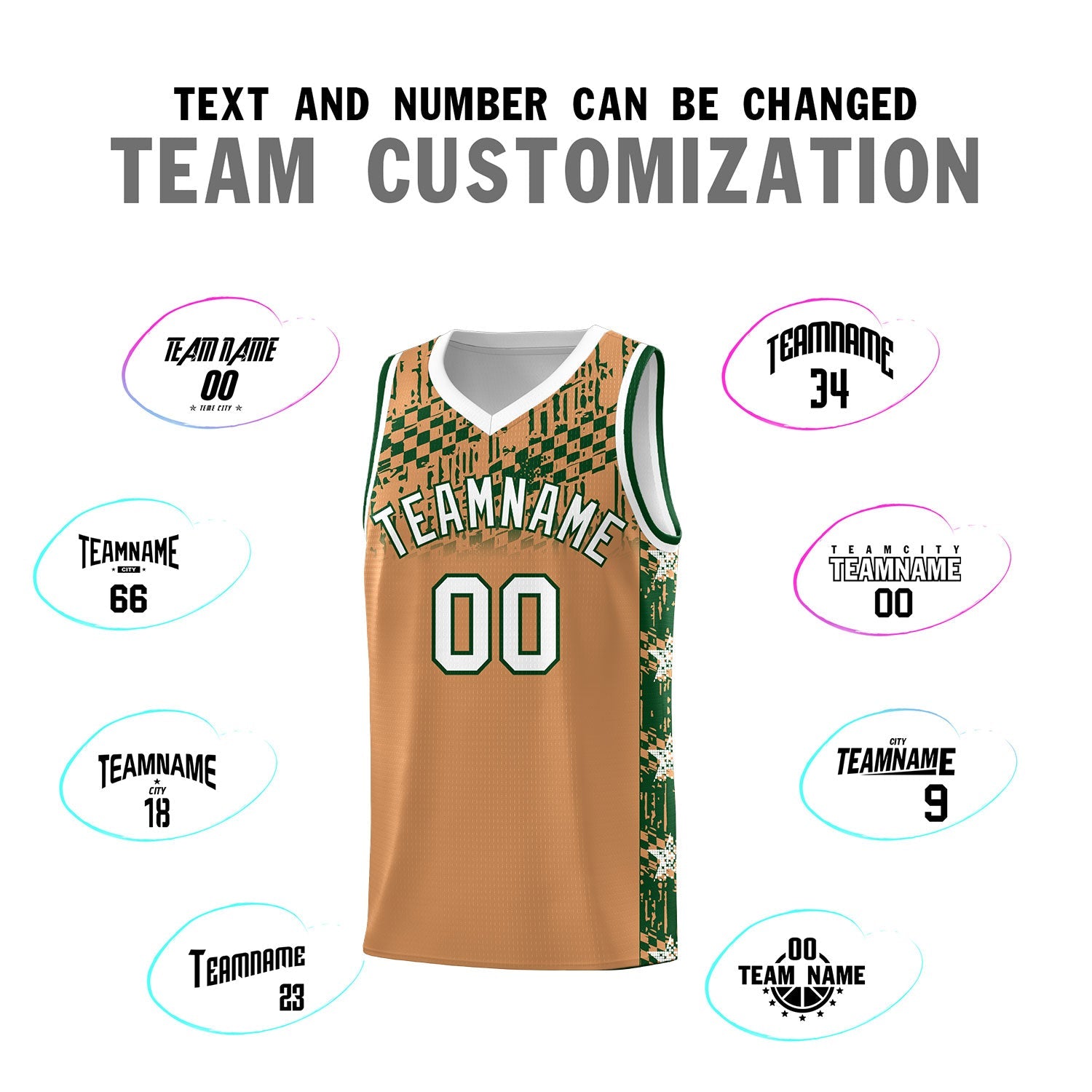 Custom Buckskin Brown Mosaic Stars Pattern Sports Uniform Basketball Jersey